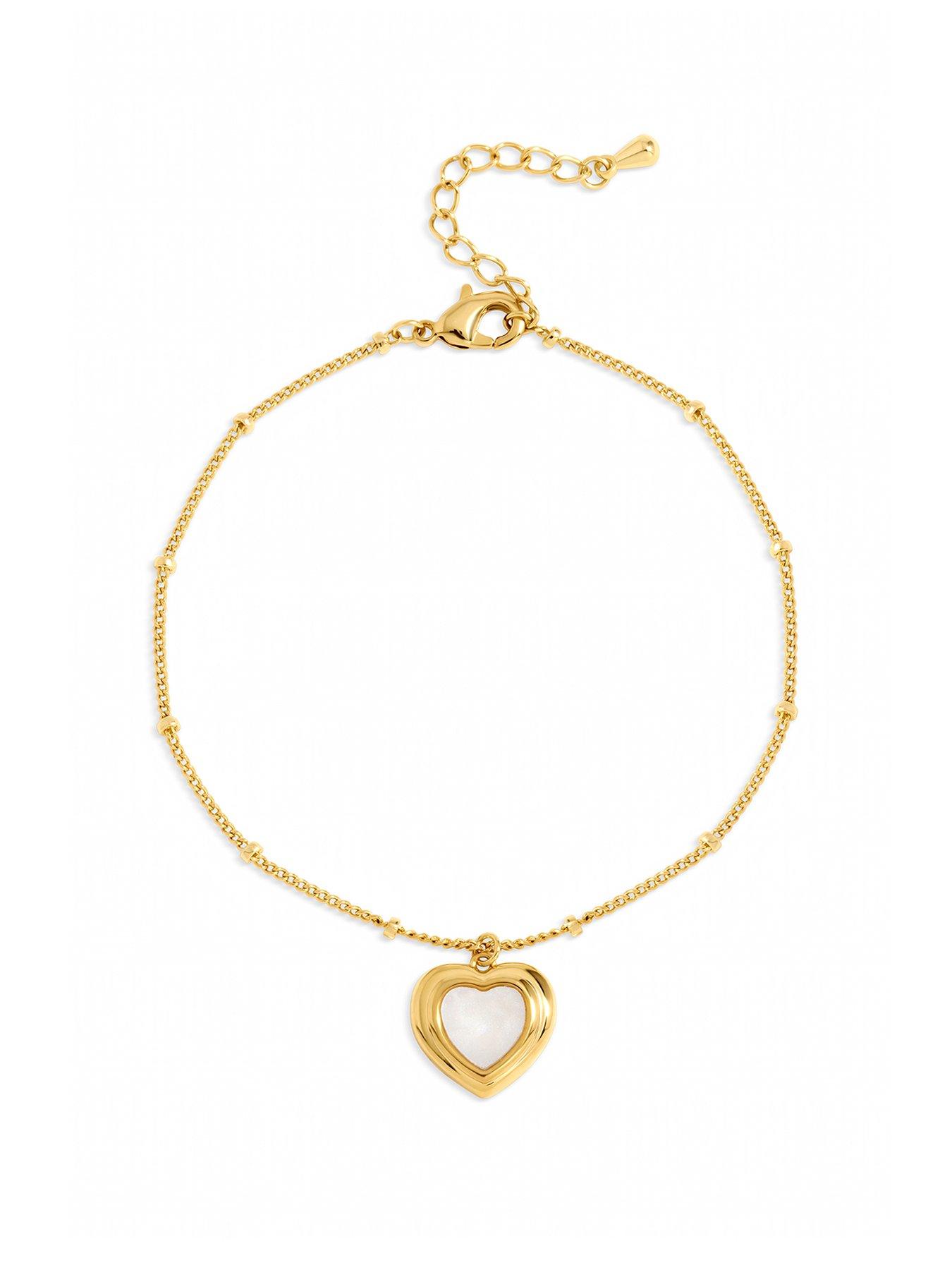 Inicio Gold Plated Mother of Pearl Heart Bracelet - Gift Pouch