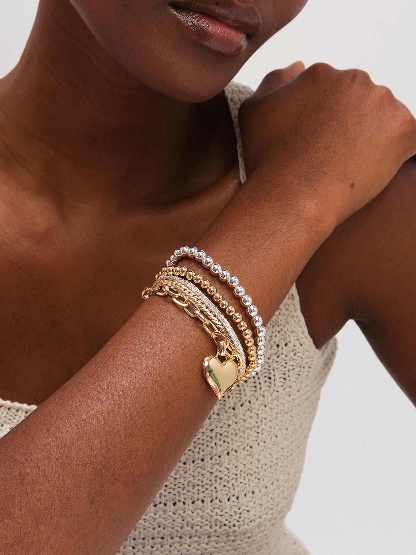 Mood Two Tone Heart Bracelet - Pack of 4