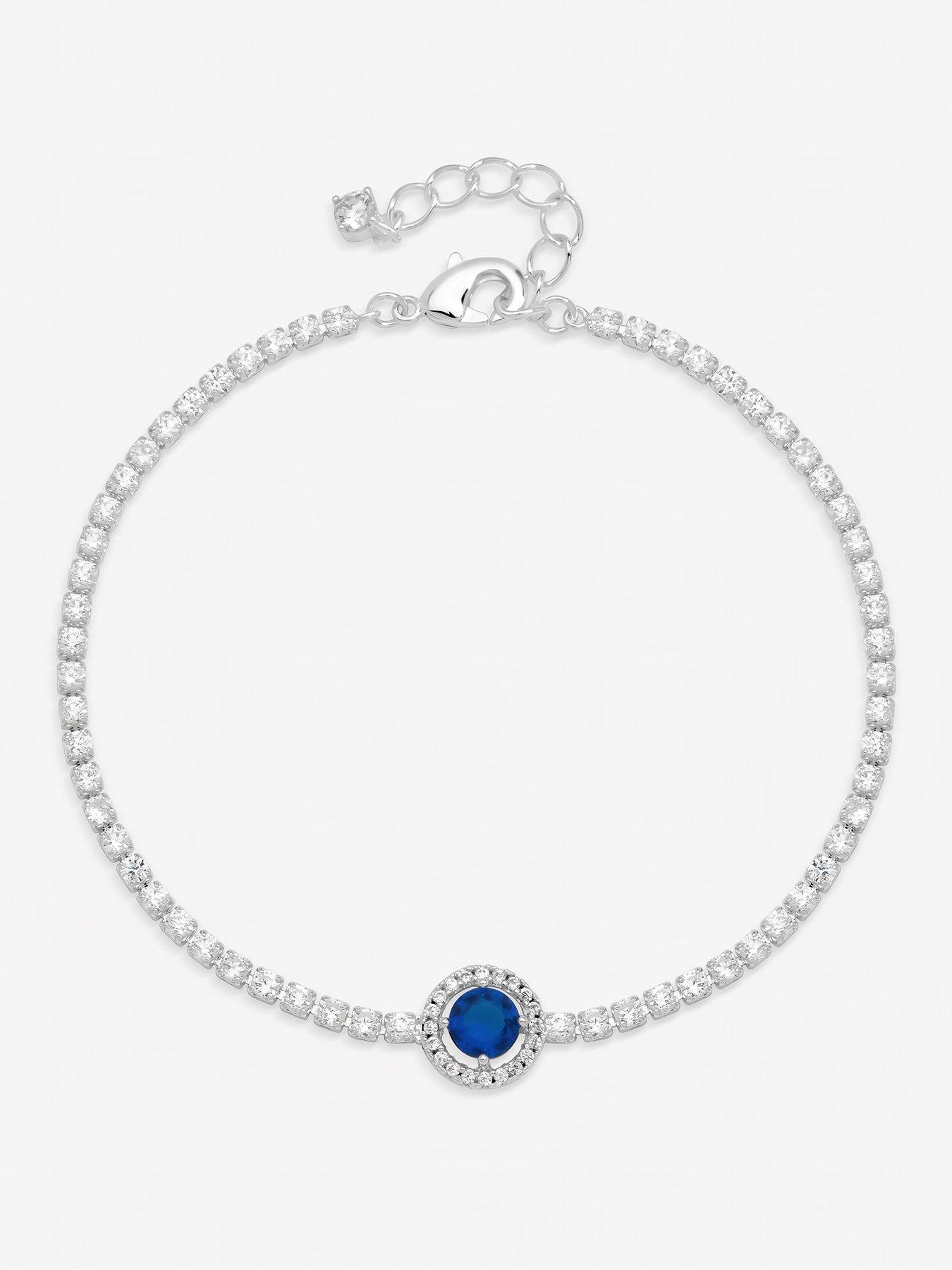 Jon Richard Silver Plated and Sapphire Crystal Stone Bracelet