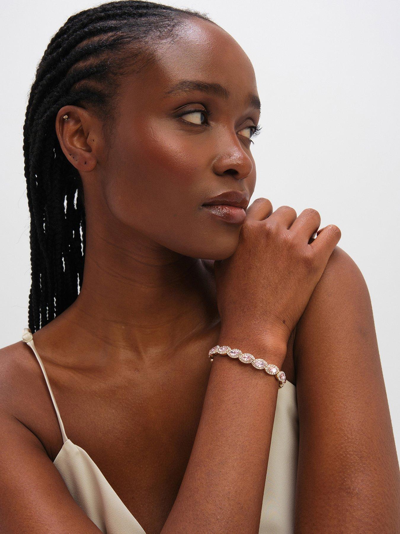 Jon Richard Gold Plated and Pink Navette Stretch Bracelet