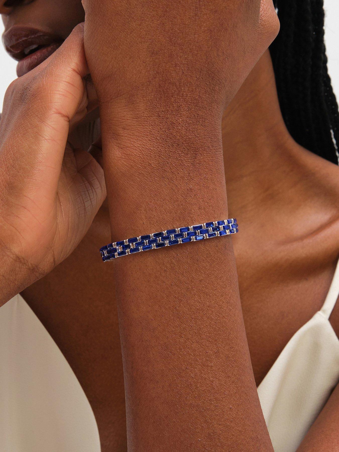 Jon Richard Silver Plated and Sapphire Chain Stretch Bracelet