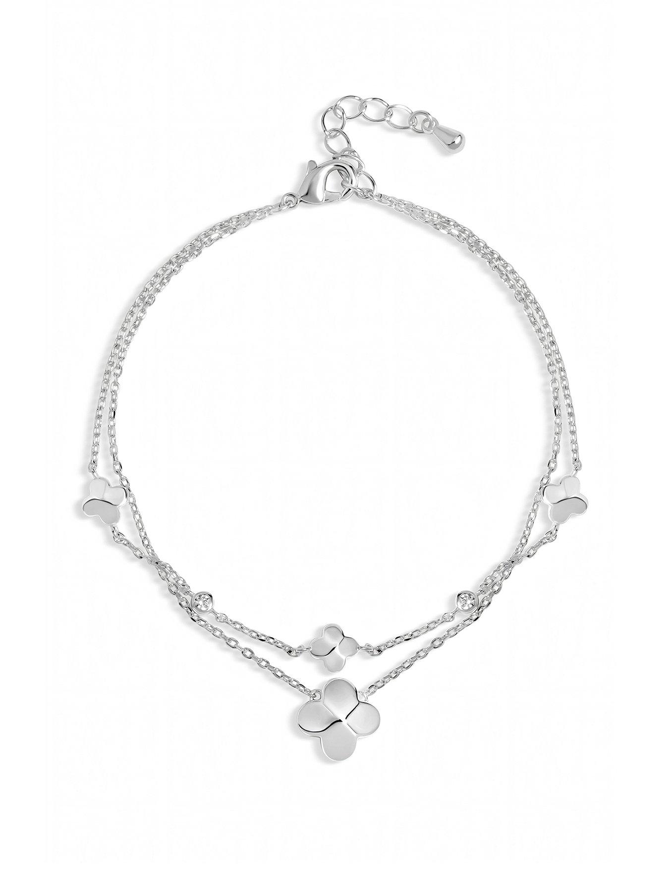 Inicio Double Row Bezel Station Clover Bracelet - Gift Pouch