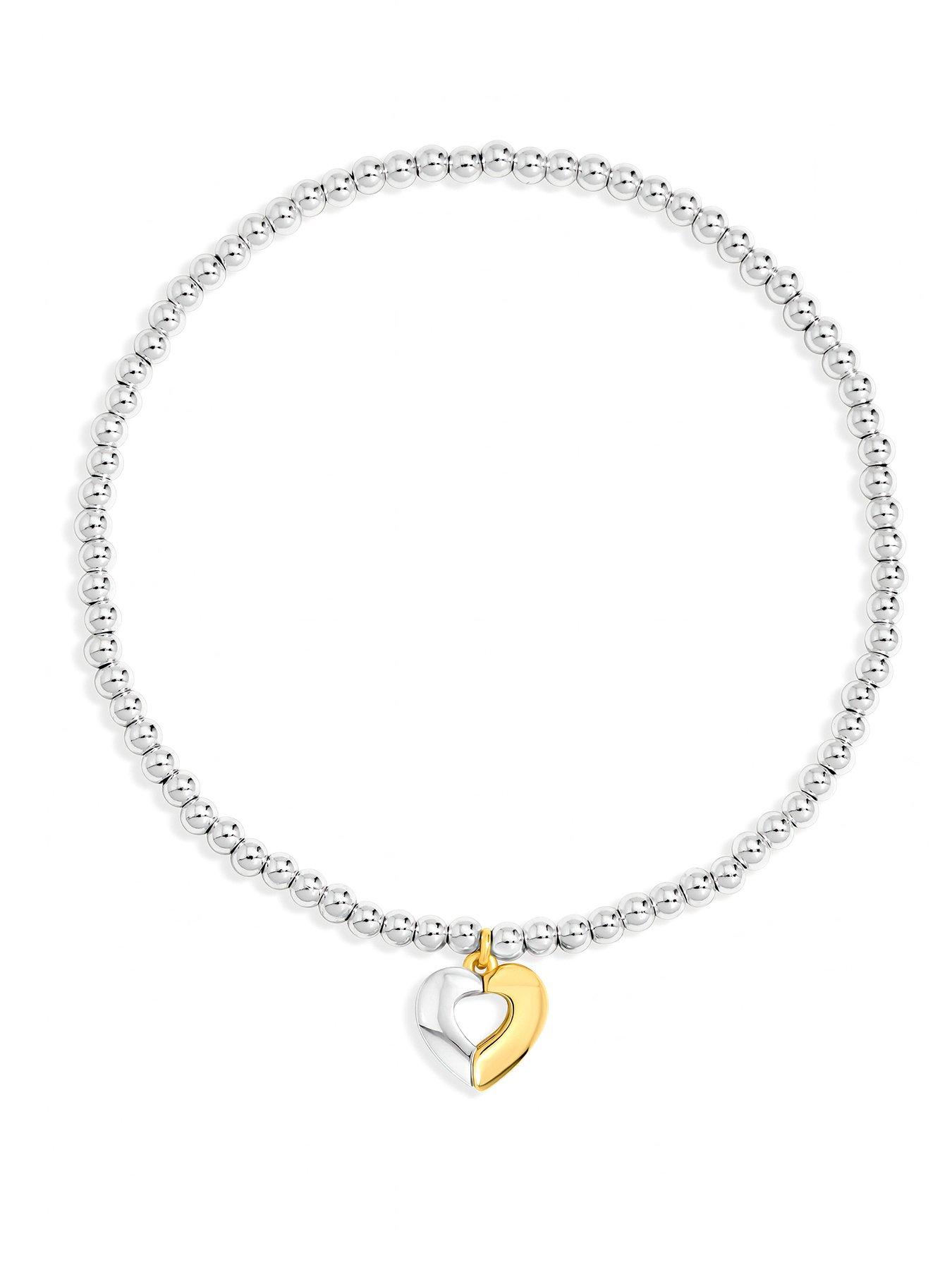 Image 1 of 1 of Inicio Two Tone Heart Stretch Bracelet - Gift Pouch