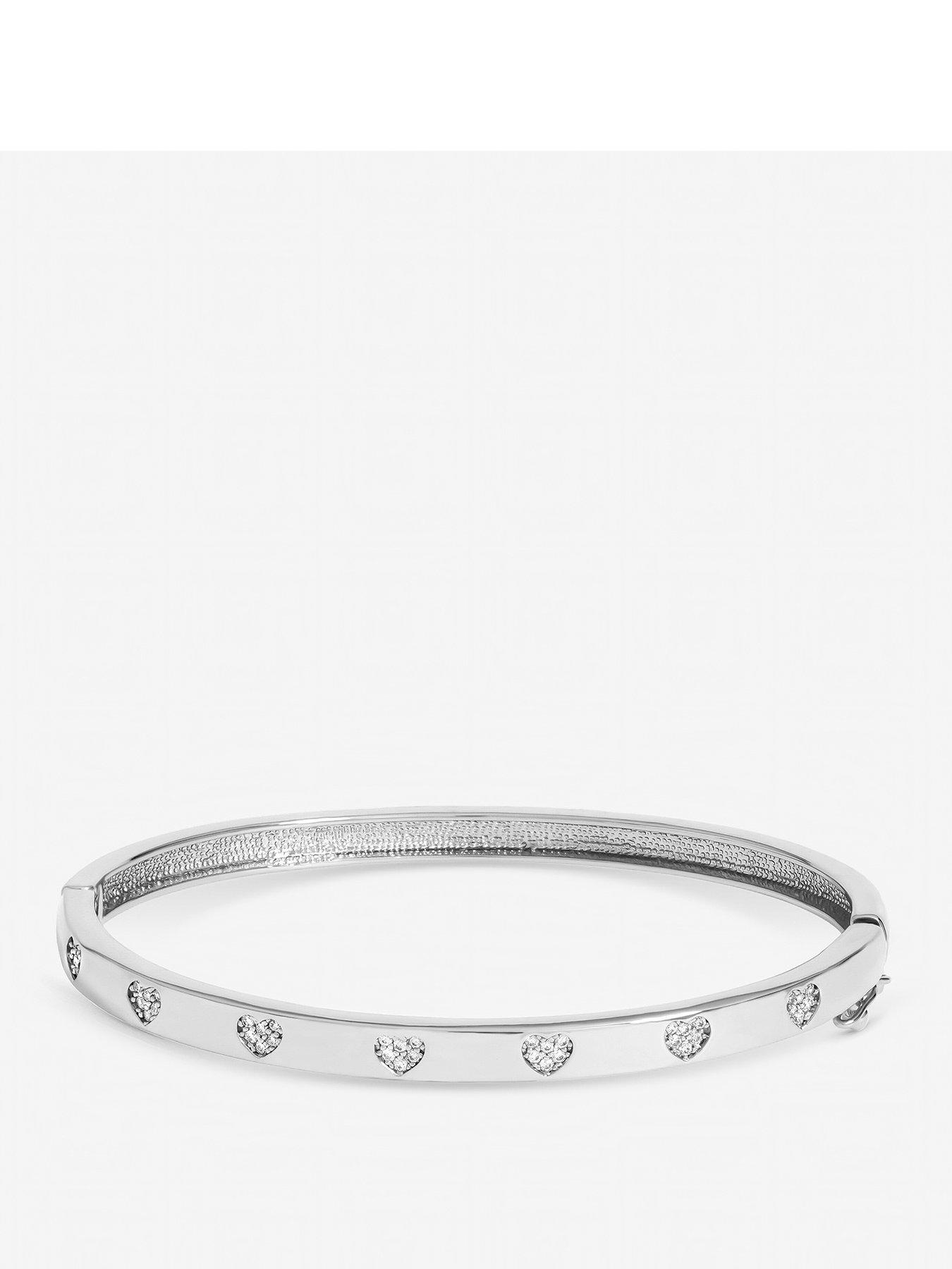 Jon Richard Silver Plated and Crystal Heart Bangle