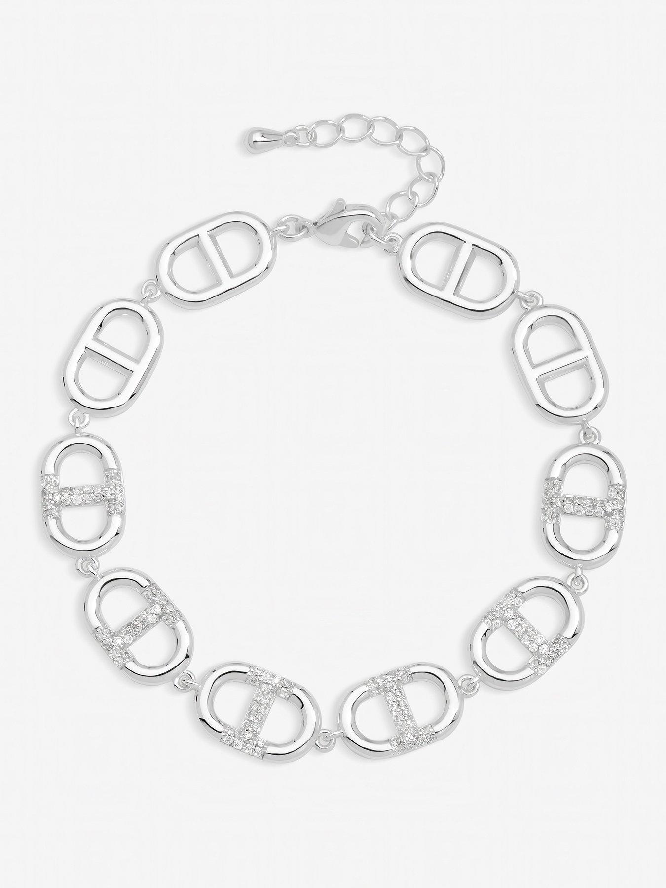 Jon Richard Silver Plated and Crystal Link Bracelet