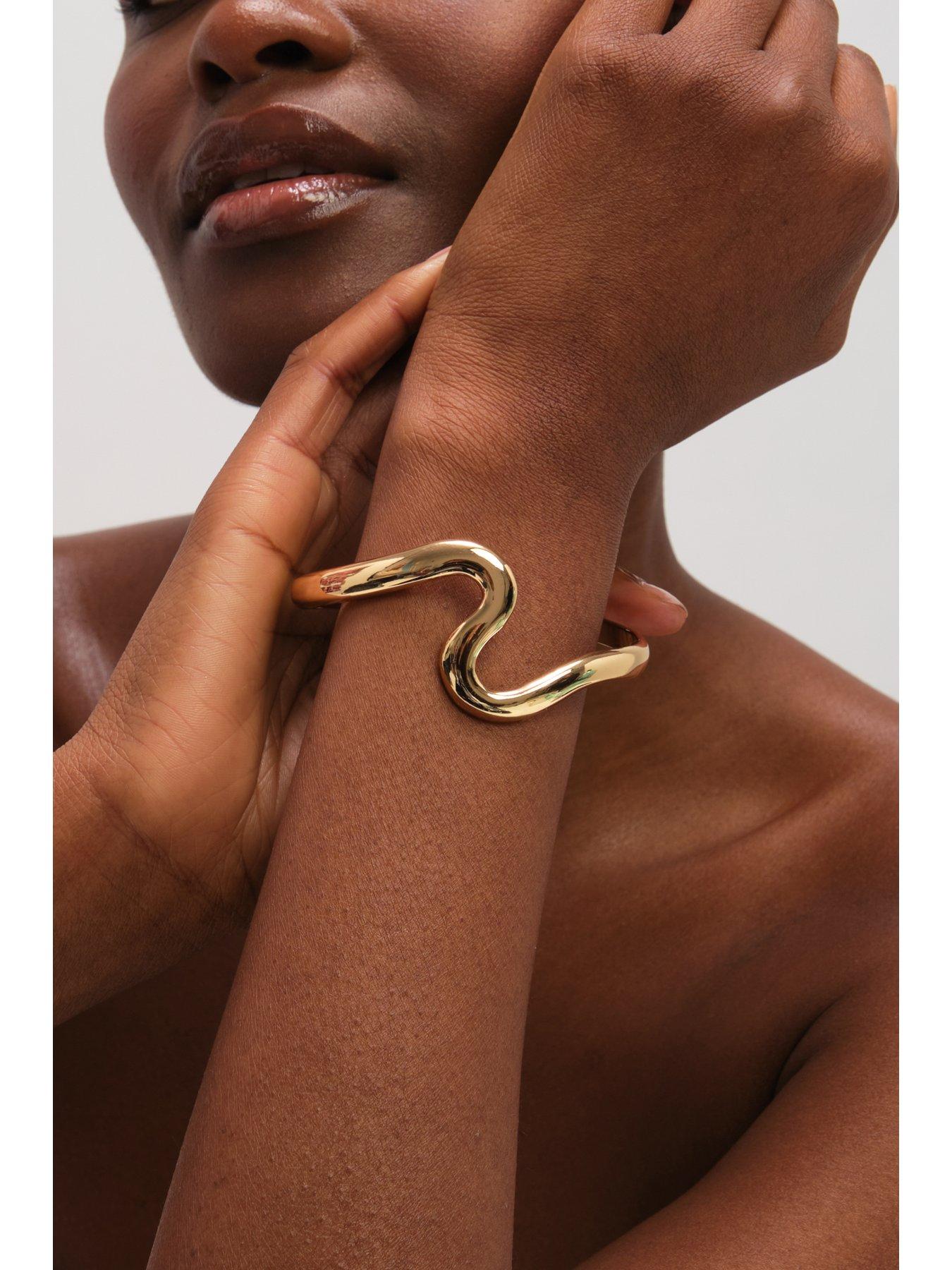 Image 2 of 4 of Jon Richard Gold Plated Polished Swirl Bangle
