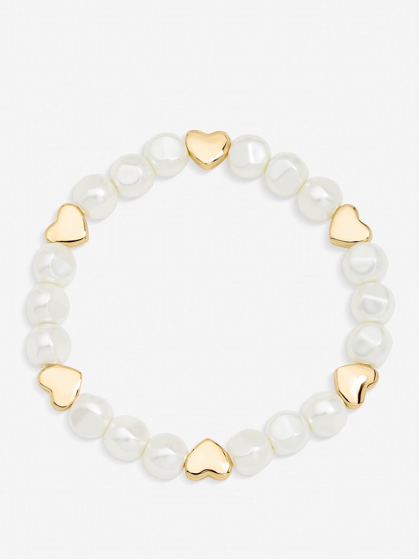 Jon Richard Gold Plated Pearl and Polished Heart Bracelet