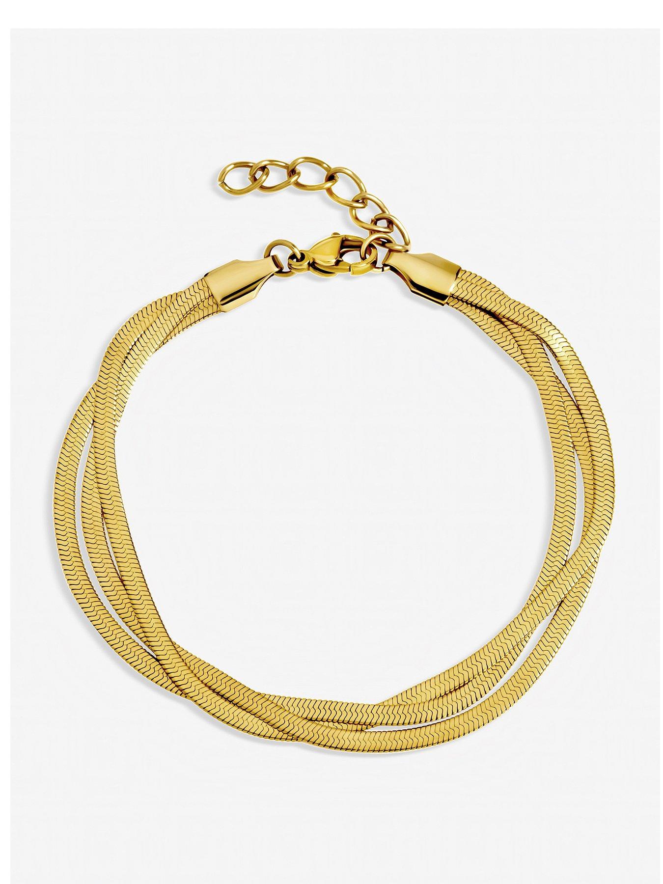 Jon Richard Gold Plated Waterproof Multirow Snake Chain Bracelet