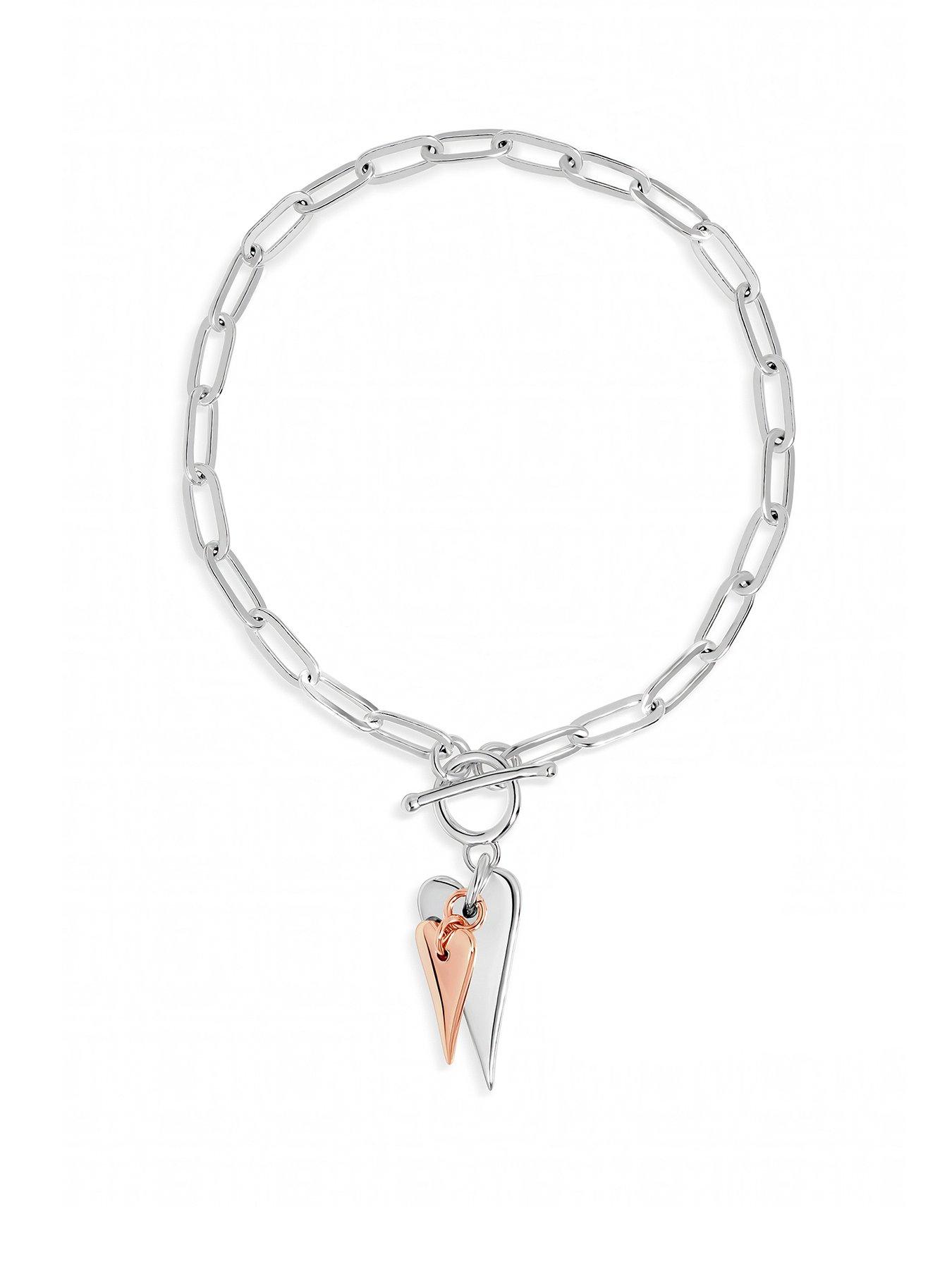 Inicio Two Tone T-Bar Heart Bracelet - Gift Pouch