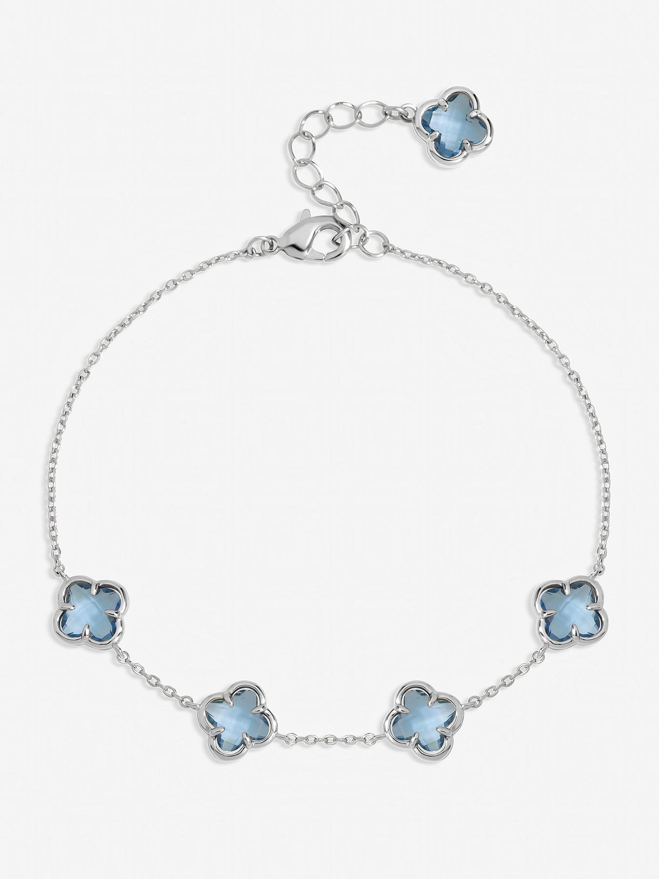 Image 1 of 3 of Inicio Light Sapphire Clover Bracelet - Gift Pouch