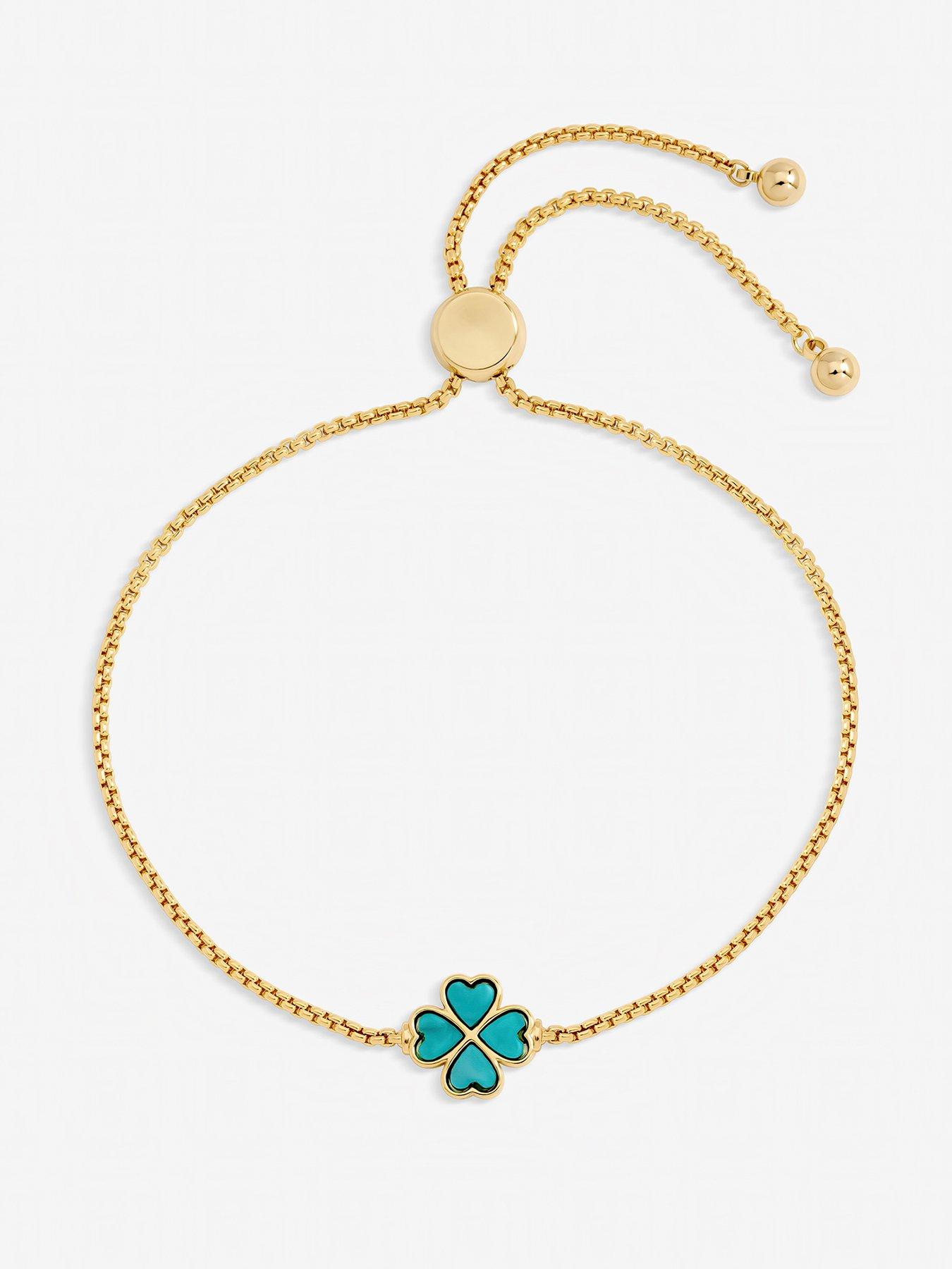 Jon Richard Gold Plated and Turquoise Enamel Heart Clover Toggle Bracelet
