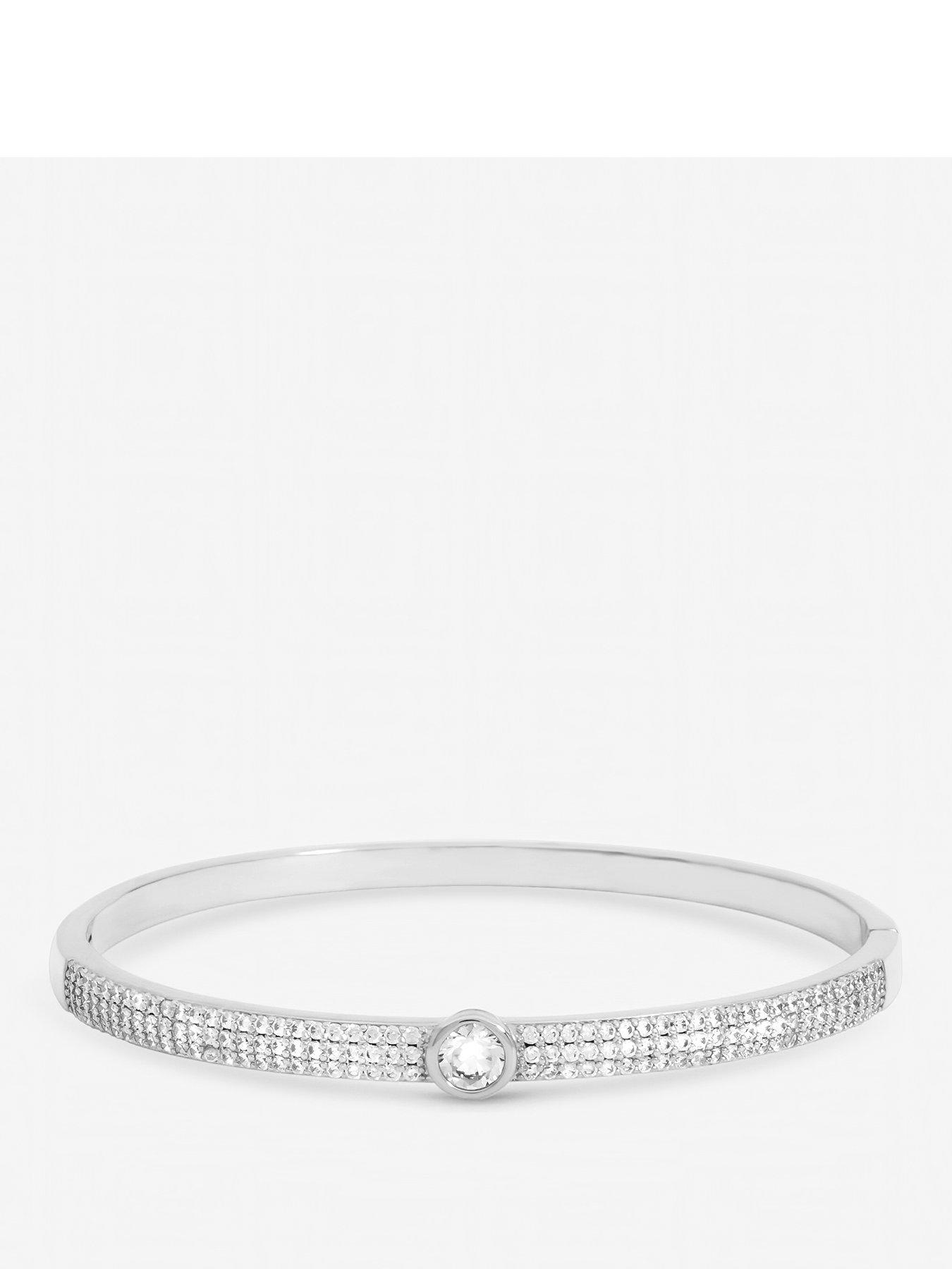 Jon Richard Silver Plated Crystal and Pave Stone Bangle