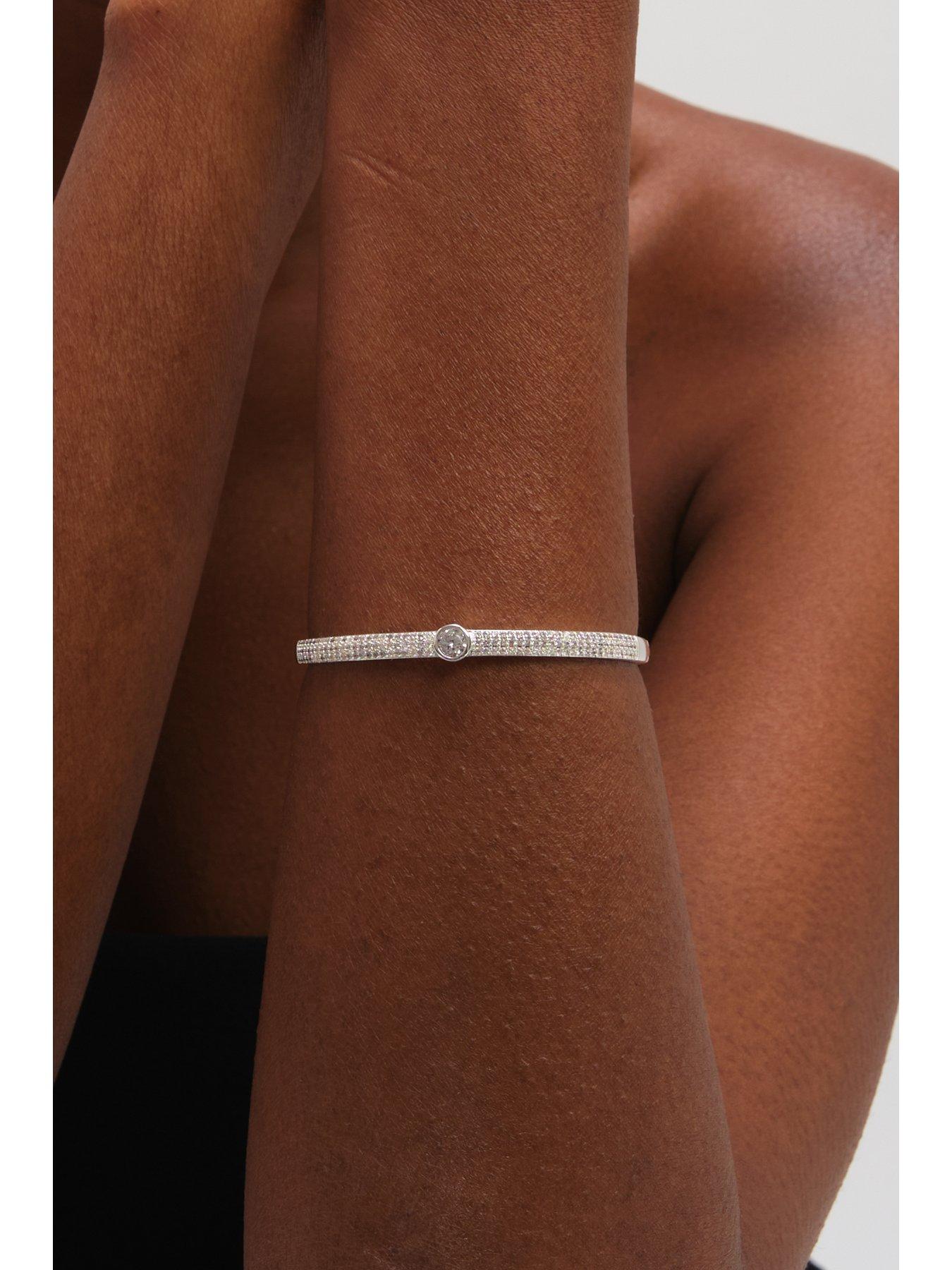 Image 2 of 3 of Jon Richard Silver Plated Crystal and Pave Stone Bangle