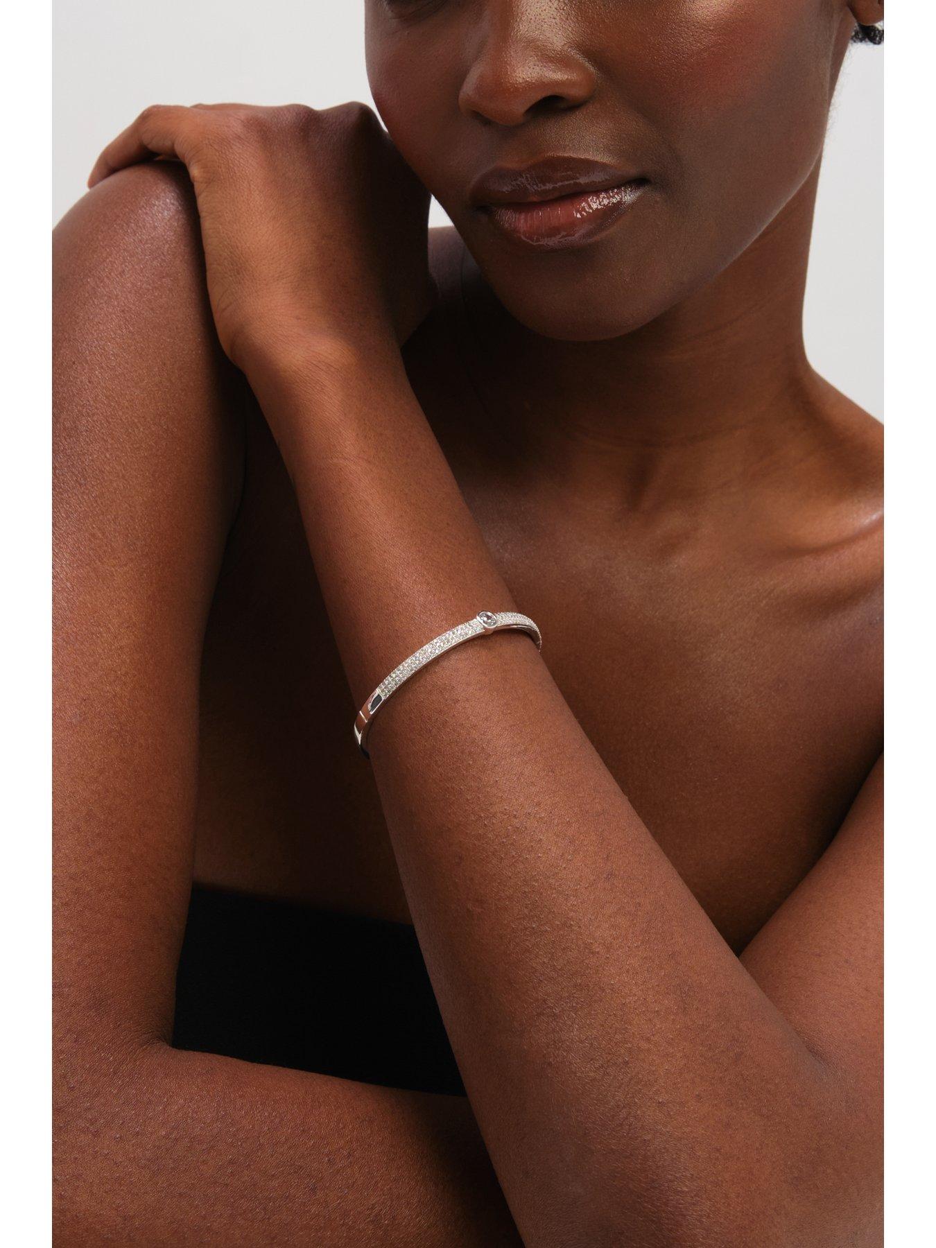 Image 3 of 3 of Jon Richard Silver Plated Crystal and Pave Stone Bangle