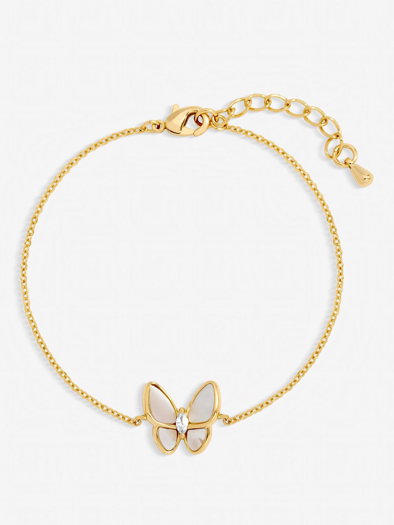Jon Richard Gold Plated Pave and Mother of Pearl Butterfly Bracelet