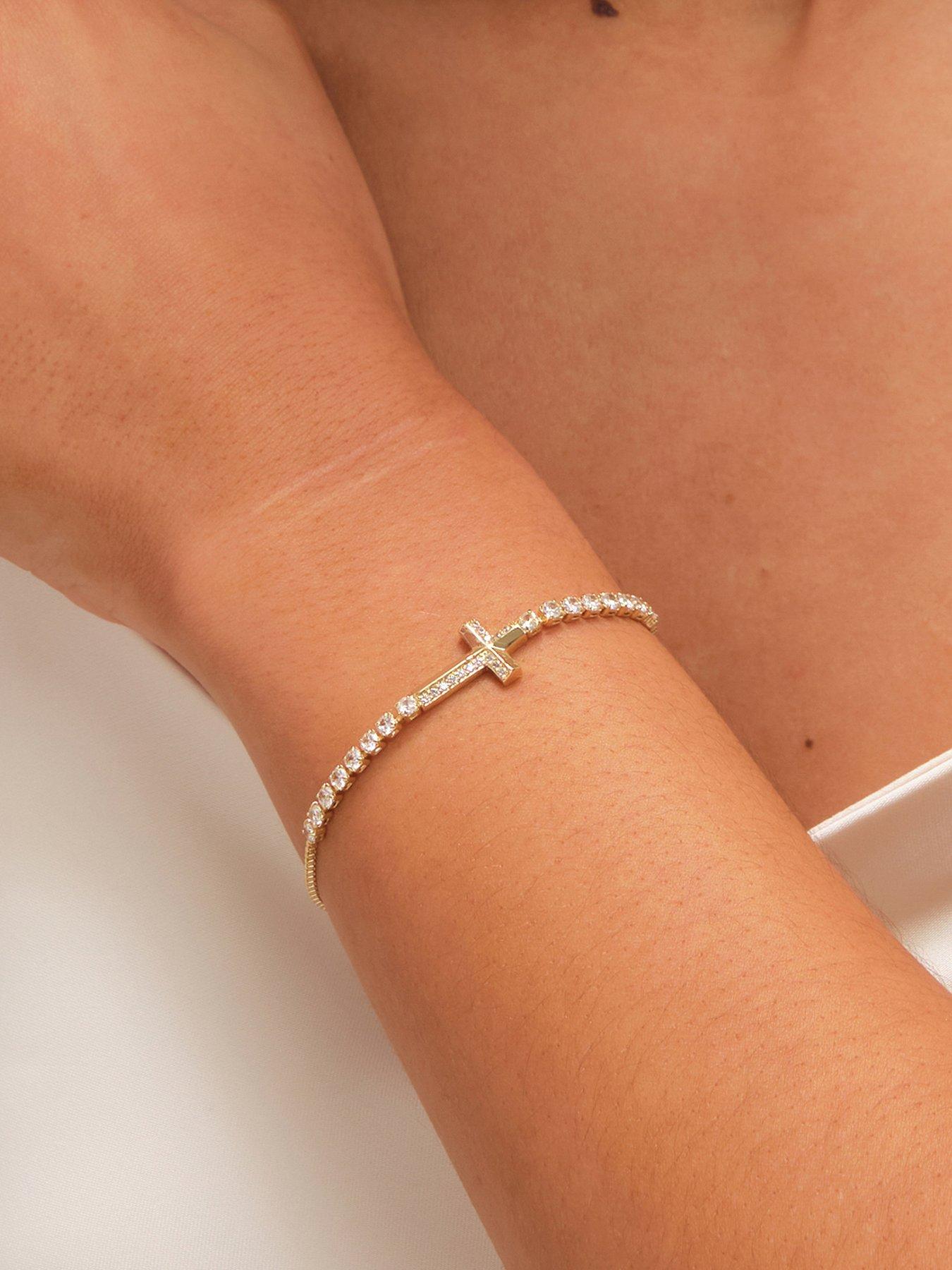 Jon Richard Gold Plated and Crystal Cross Toggle Bracelet