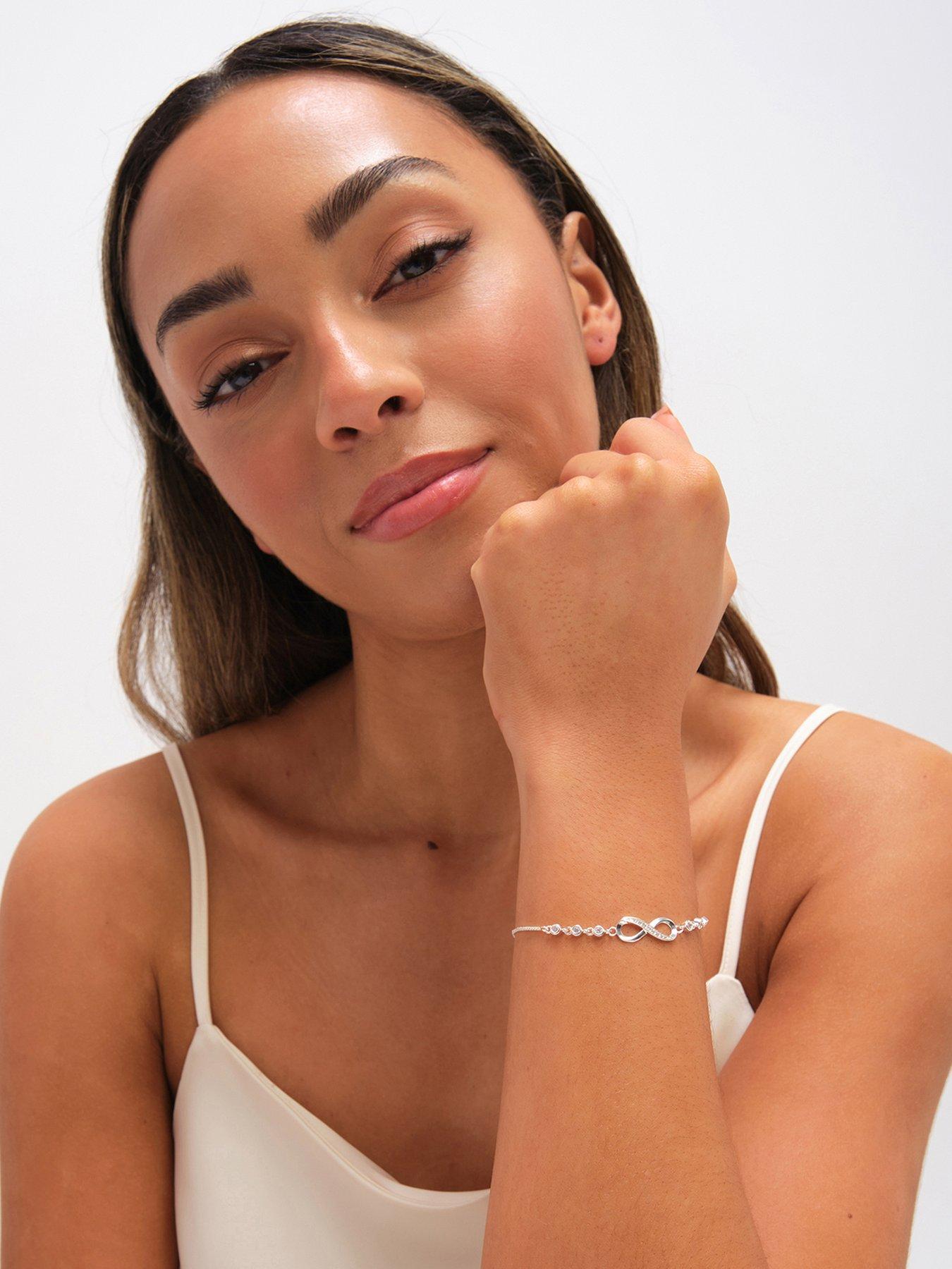 Image 1 of 3 of Jon Richard Silver Plated and Crystal Infinity Toggle Bracelet