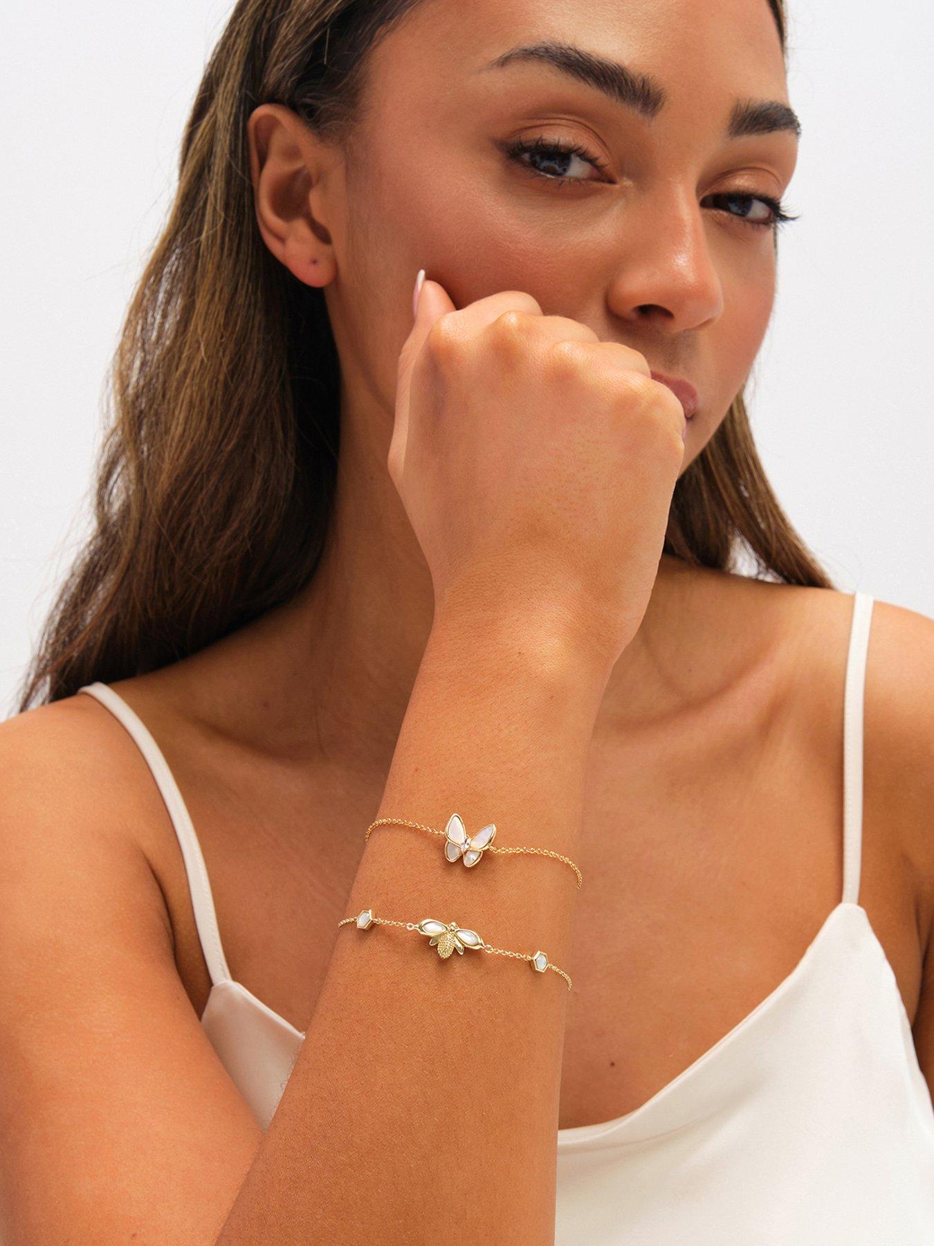 Jon Richard Gold Plated and Mother of Pearl Bumblebee Bracelet