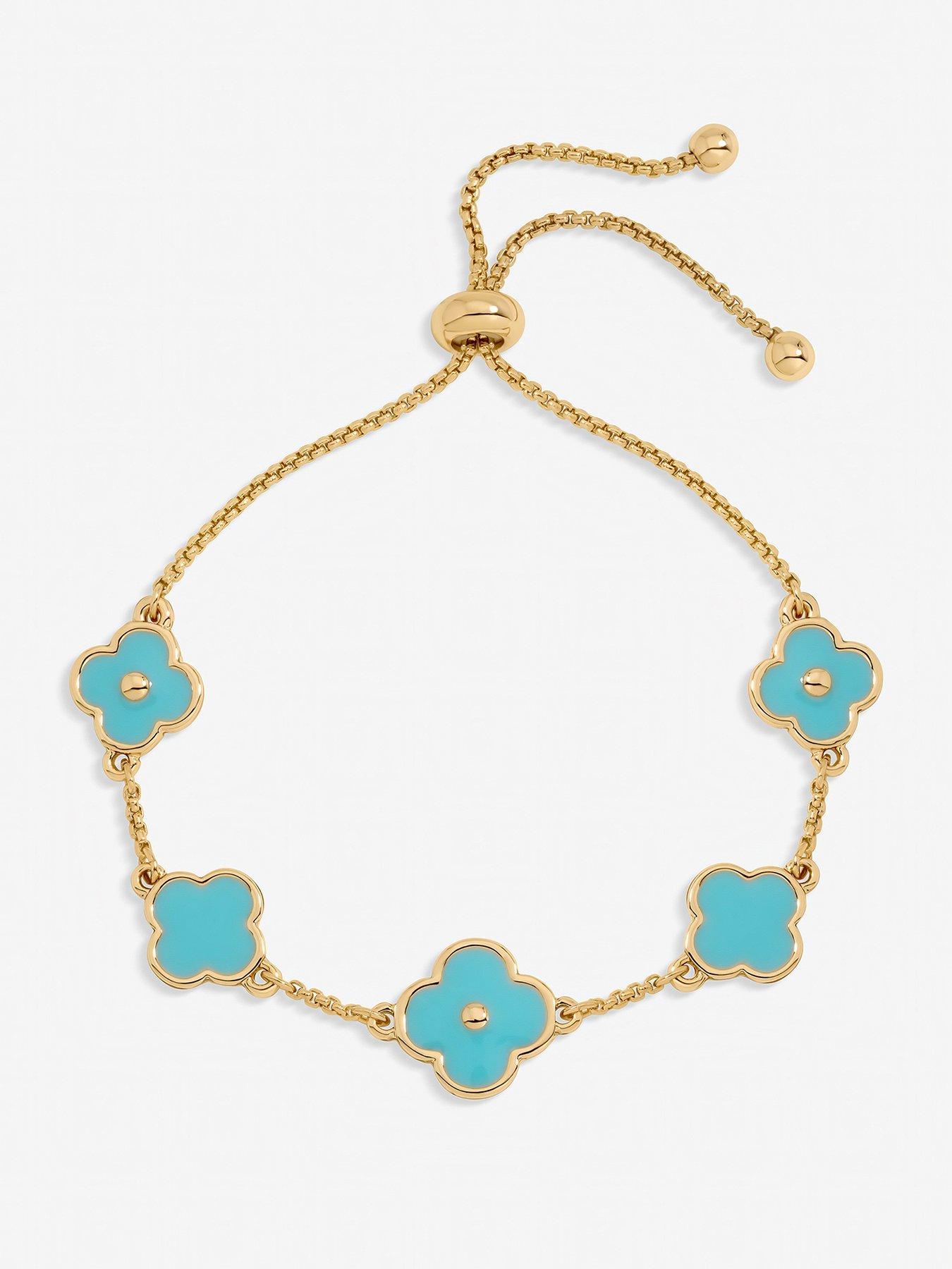 Mood Gold Plated and Turquoise Clover Bracelet