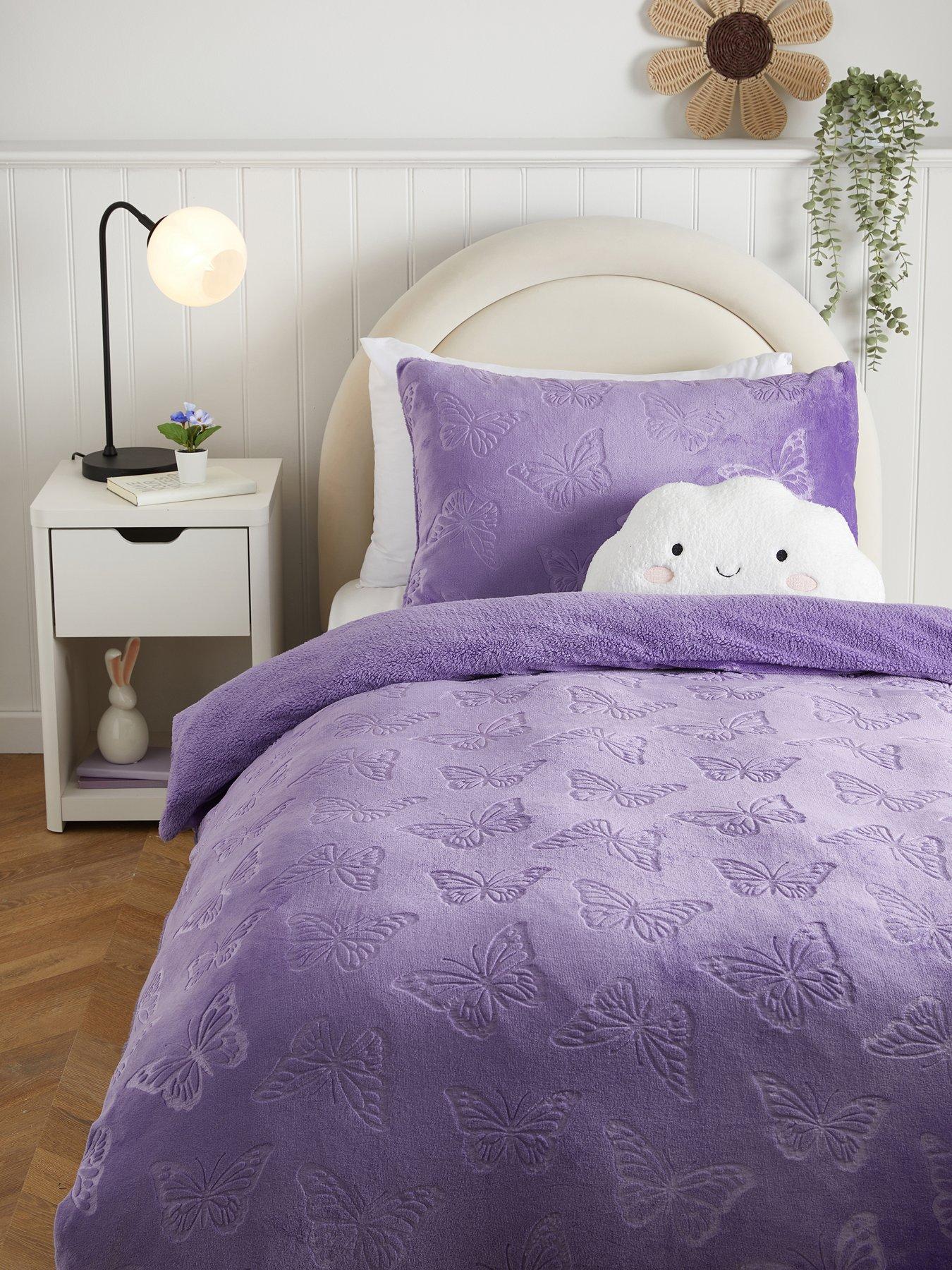 Image 1 of 4 of The Very Collection Butterfly Embossed Fleece Duvet Set - Purple