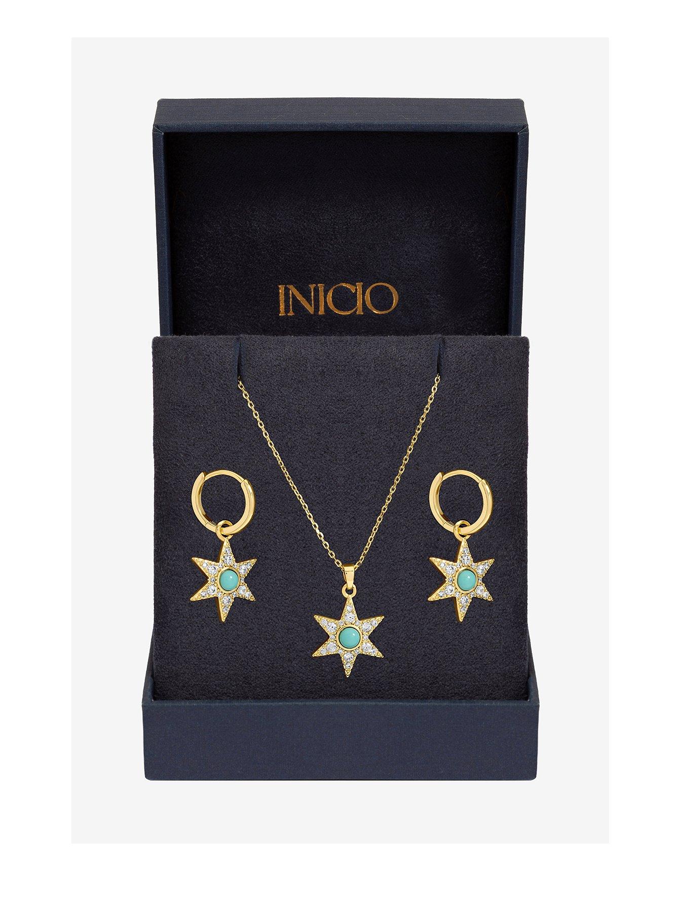 Image 1 of 5 of Inicio 14Ct Real Gold Plated Turquoise Star Trio Set - Gift Box