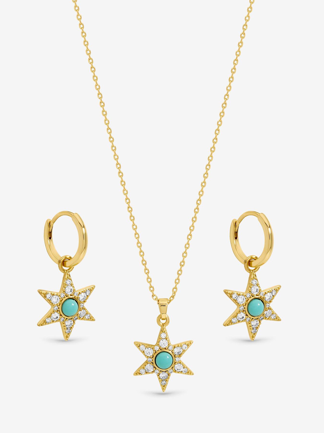 Image 3 of 5 of Inicio 14Ct Real Gold Plated Turquoise Star Trio Set - Gift Box