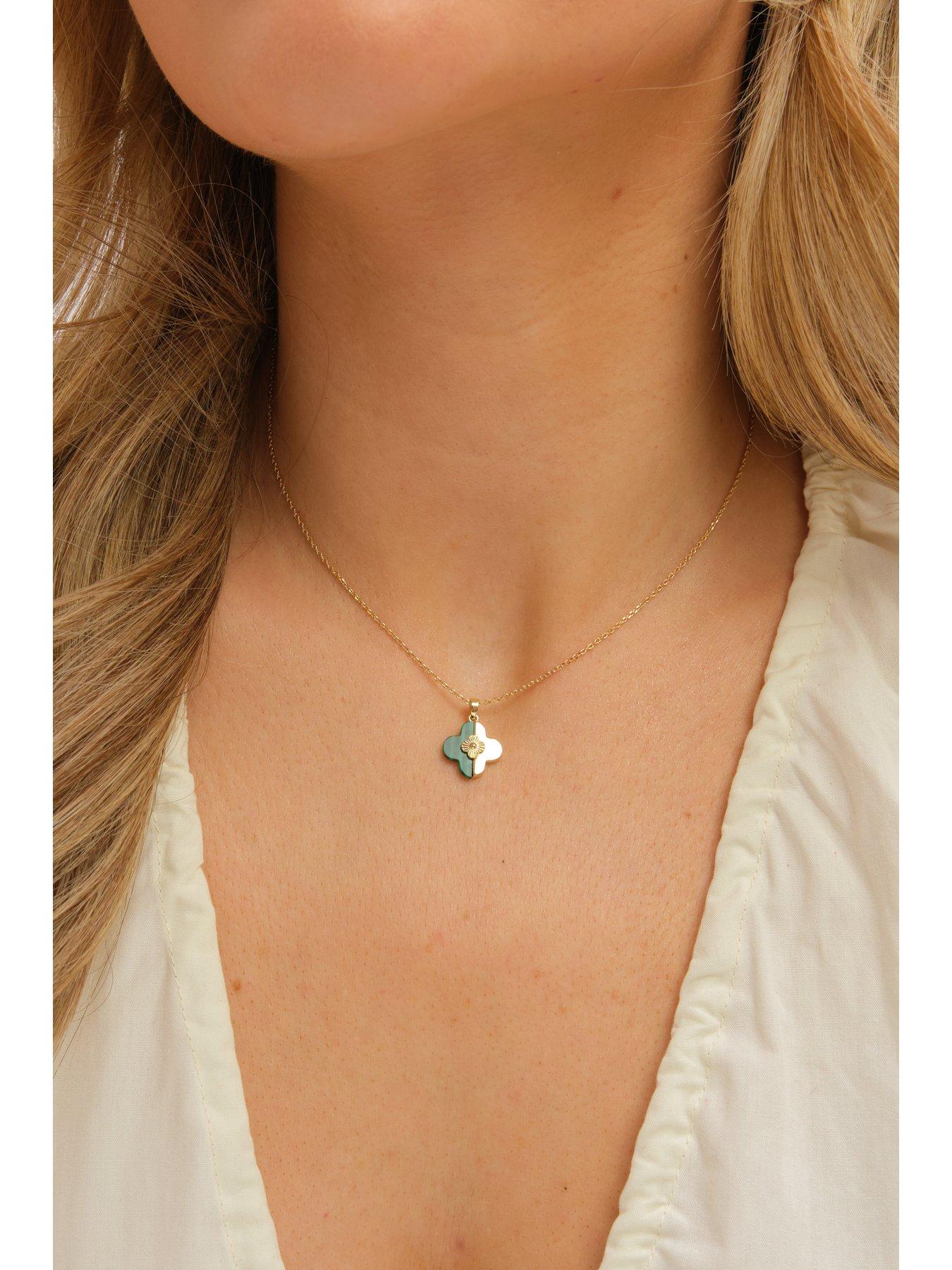 Image 4 of 4 of Inicio Gold Plated and Malachite Clover Set - Gift Box
