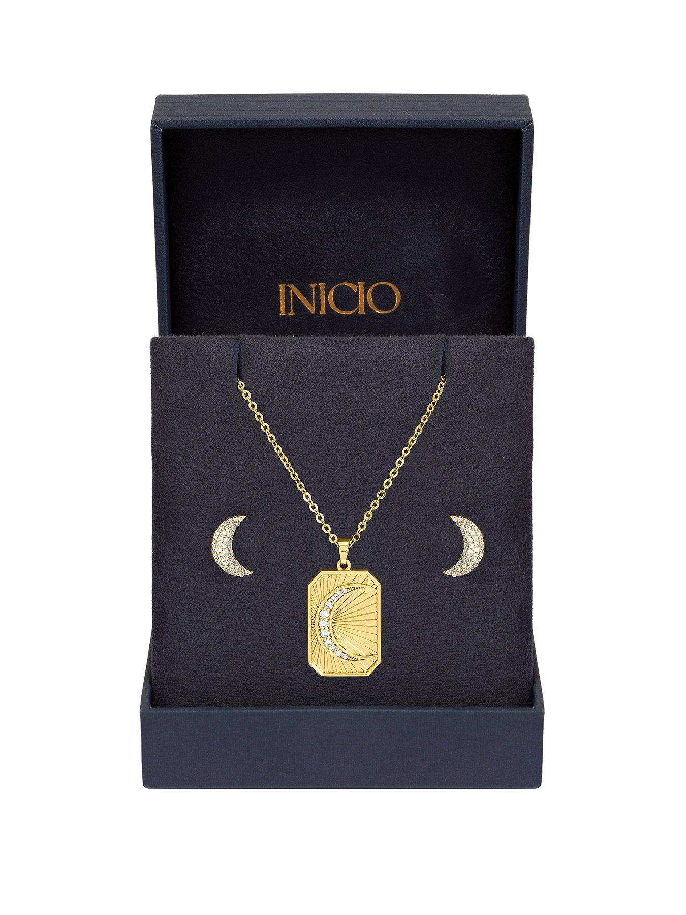 Inicio Gold Plated and Pave Moon Set - Gift Box