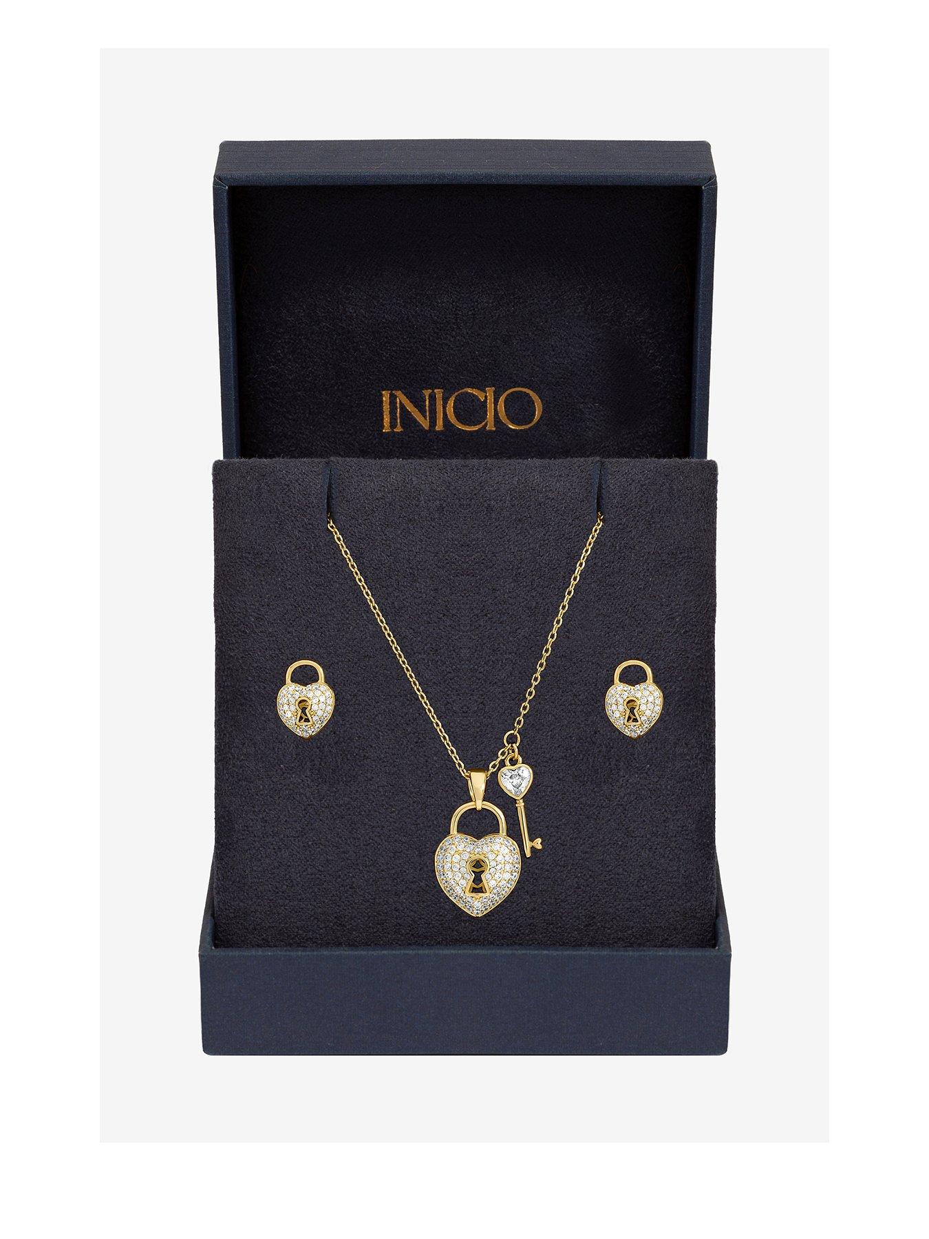 Inicio Gold Plated Padlock Heart Set - Gift Box