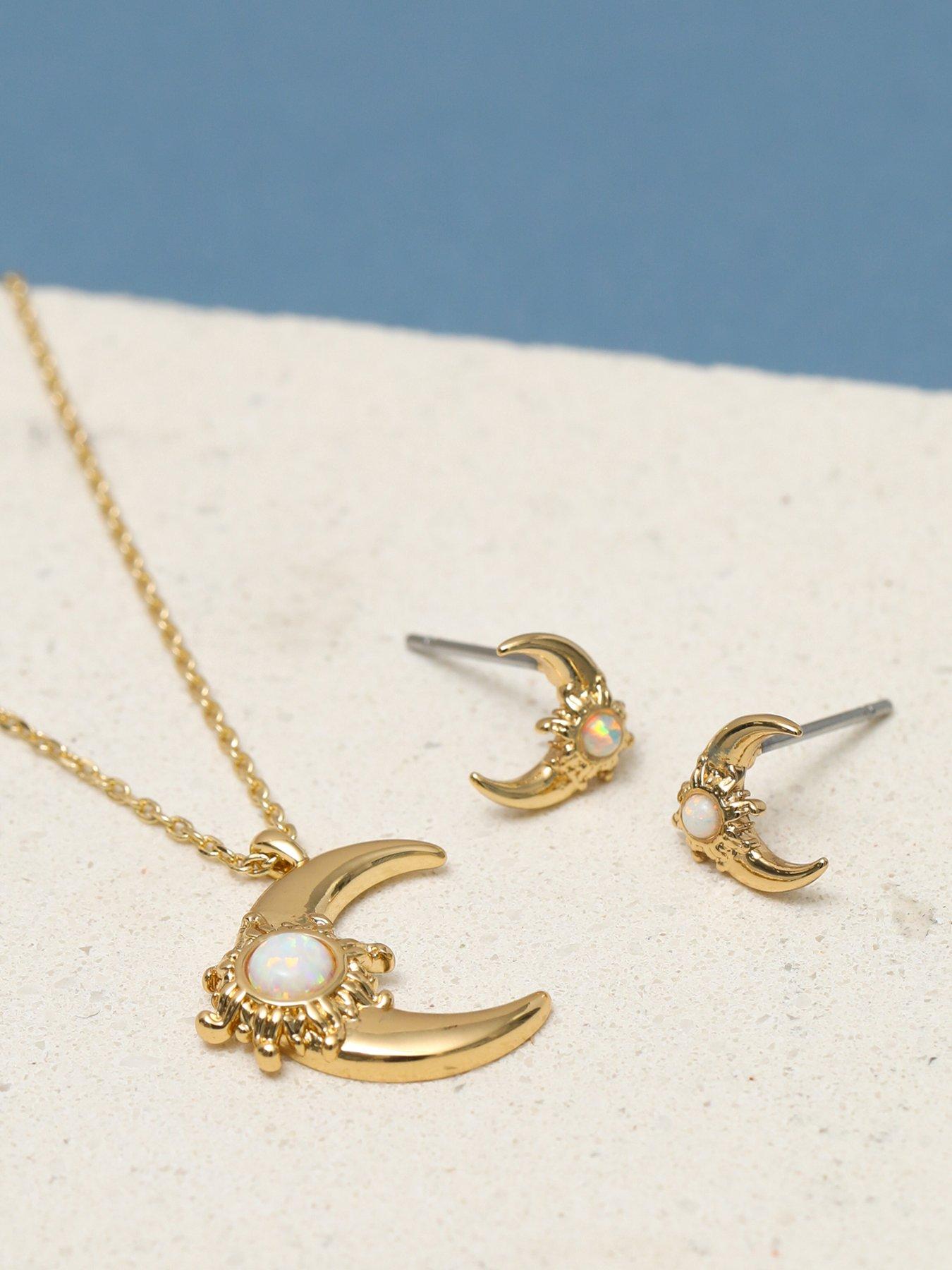 Image 1 of 5 of Inicio Gold Plated and Opal Moon Set - Gift Box