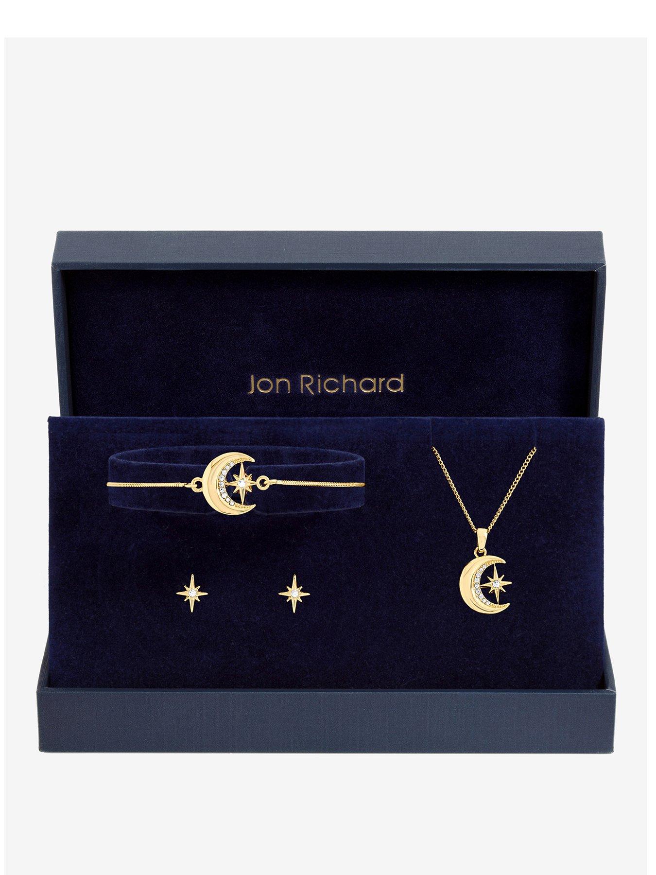 Jon Richard Gold Plated Crystal and Moon Trio Set - Gift Box