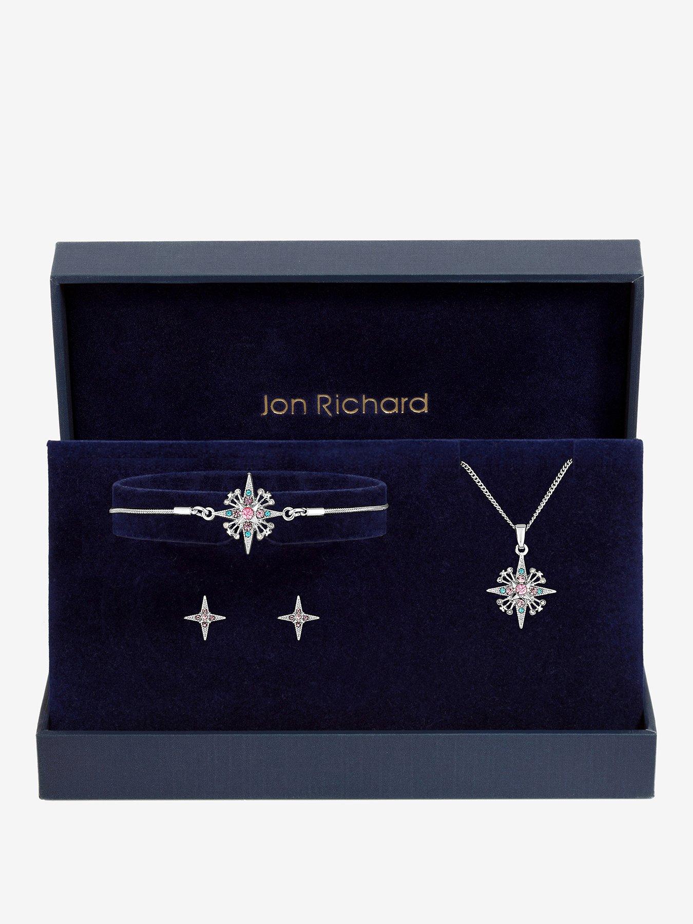 Jon Richard Silver Plated Diamond Cut Star Trio Set - Gift Box
