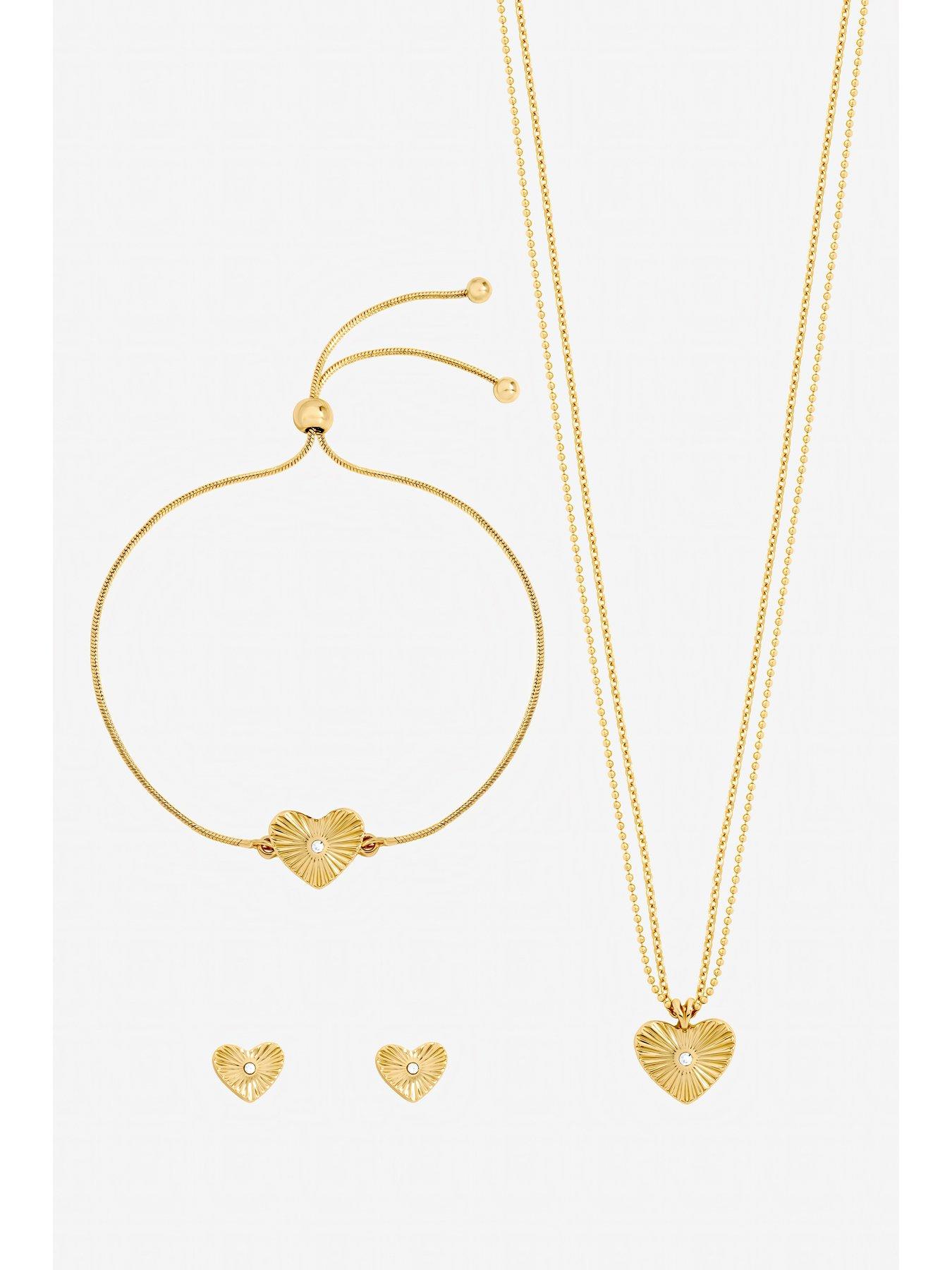 Image 2 of 4 of Jon Richard Gold Plated Diamond Cut Heart Set - Gift Box