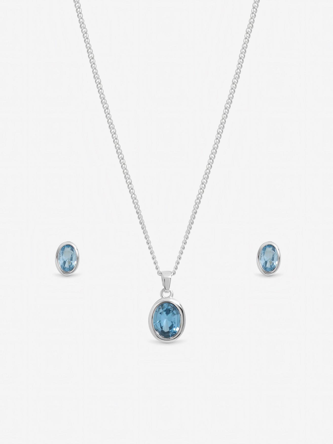 Image 2 of 2 of Inicio Blue Topaz Oval Bezel Set - Gift Box