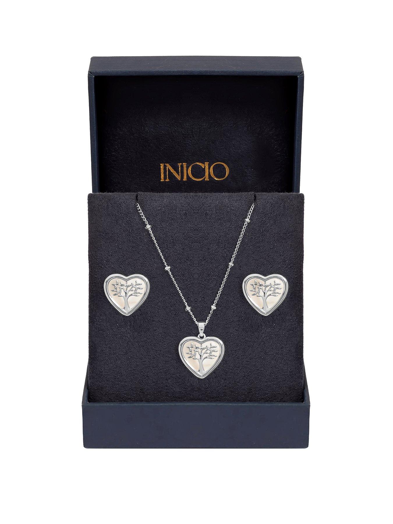 Image 1 of 5 of Inicio Sterling Silver Mother of Pearl Tree Of Love Heart Set - Gift Box
