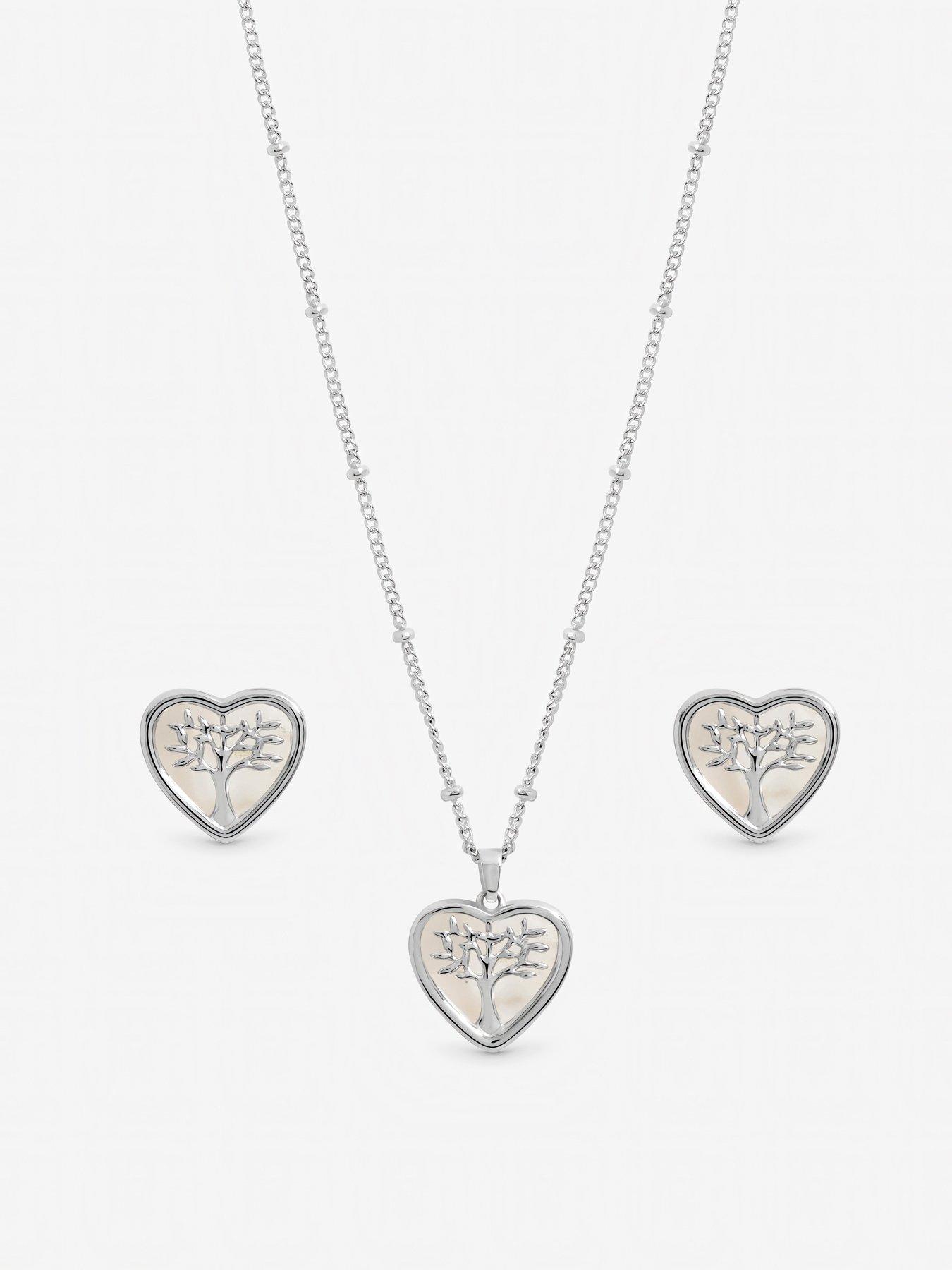 Image 2 of 5 of Inicio Sterling Silver Mother of Pearl Tree Of Love Heart Set - Gift Box