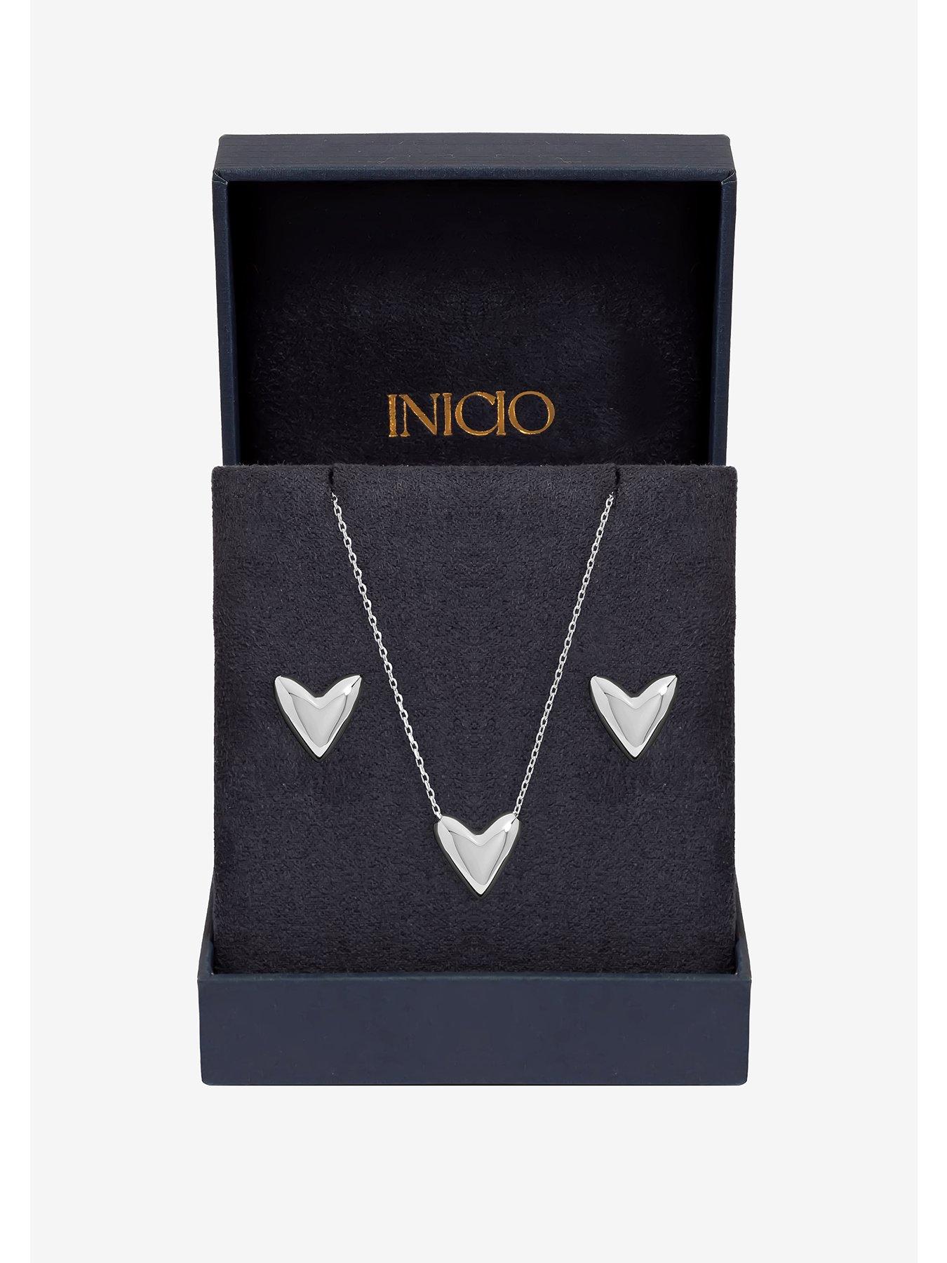Image 1 of 2 of Inicio Sterling Silver Puff Heart Set - Gift Box