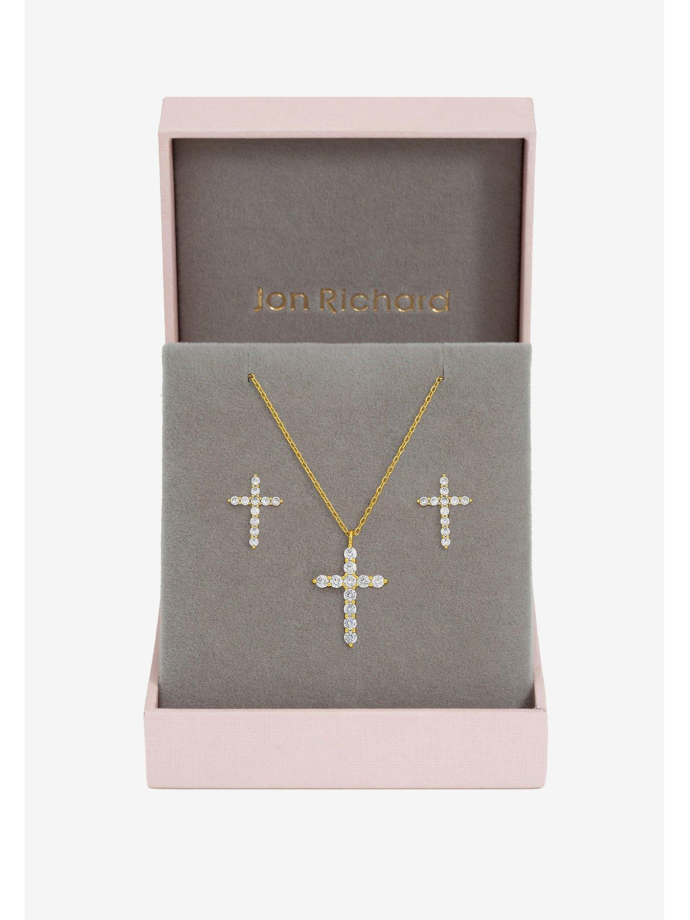 Image 1 of 2 of Jon Richard Gold Plated Cubic Zirconia Cross Set - Gift Box