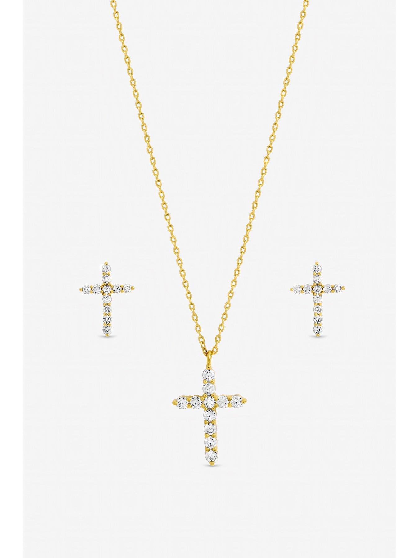 Image 2 of 2 of Jon Richard Gold Plated Cubic Zirconia Cross Set - Gift Box