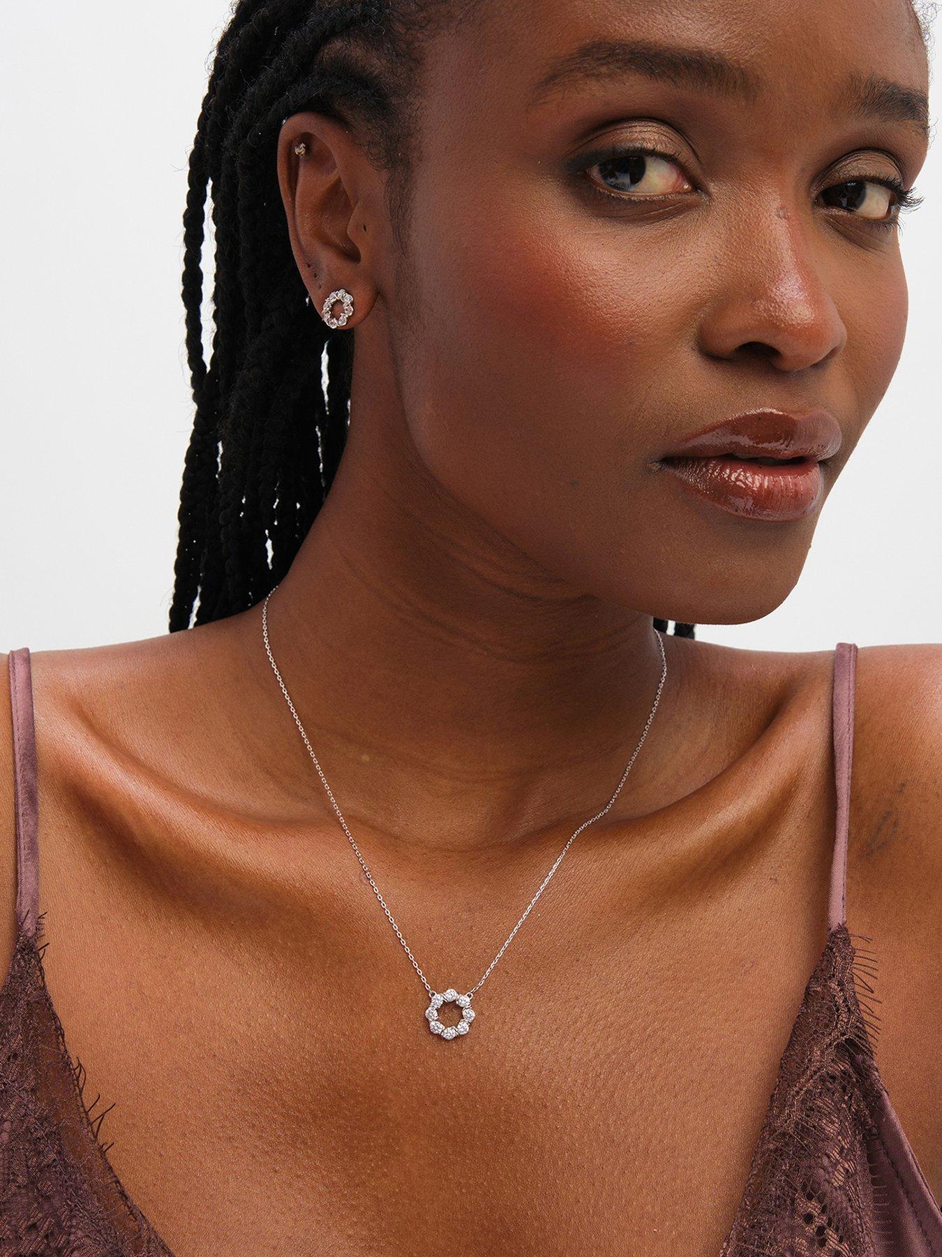 Jon Richard Rhodium Plated Crystal Open Circle Bridal Set - Gift Box