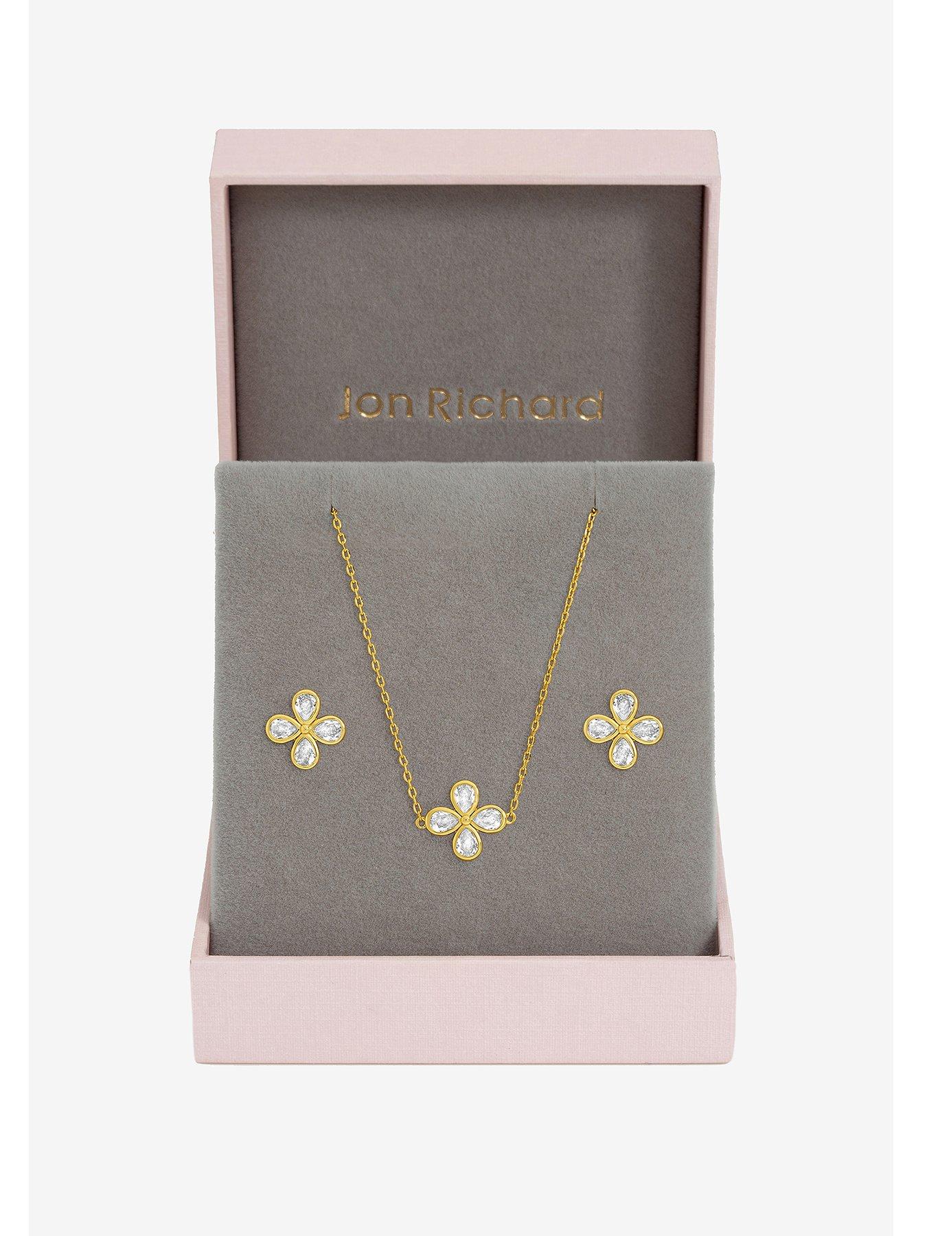 Jon Richard Gold Plated and Crystal Flower Bridal Set - Gift Box