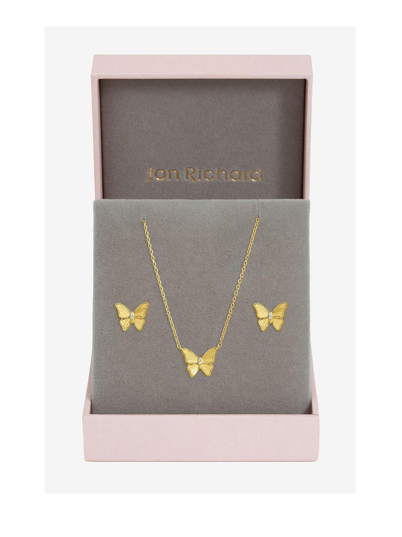 Jon Richard Gold Plated Diamond Cut Butterfly Set - Gift Box