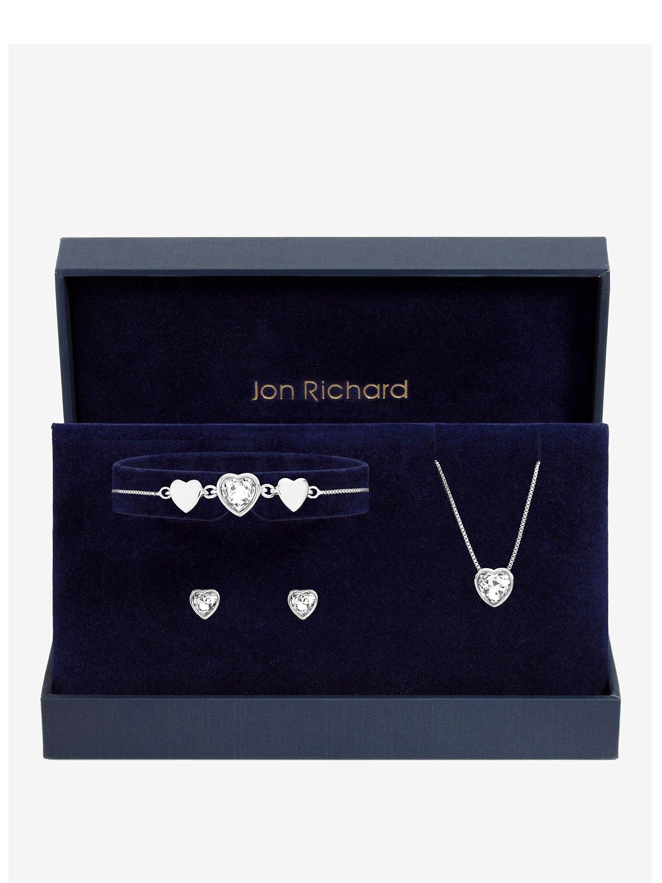Jon Richard Jon Richard Silver Crystal Heart Trio Set - Gift Box