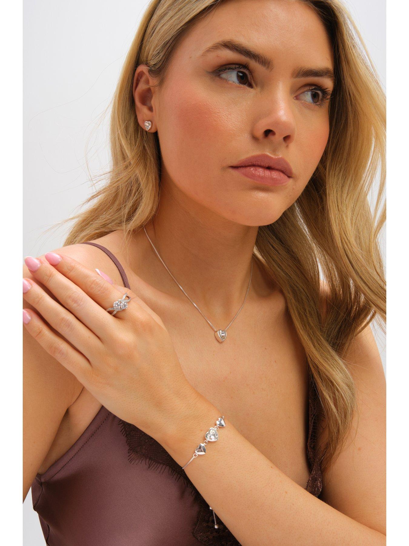 Image 4 of 4 of Jon Richard Silver Crystal Heart Trio Set - Gift Box