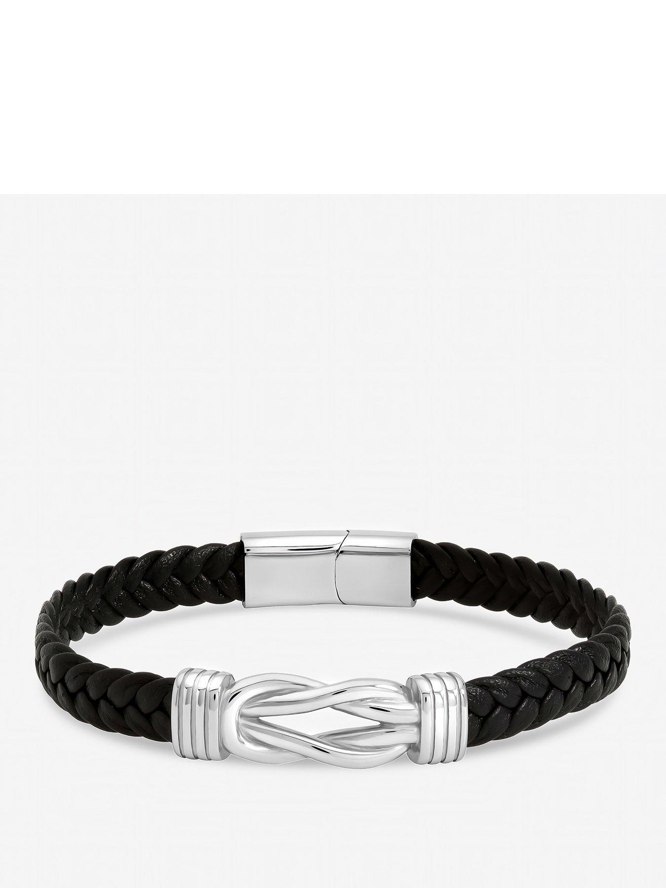 Inicio Men's Black Plaited Bracelet - Gift Pouch