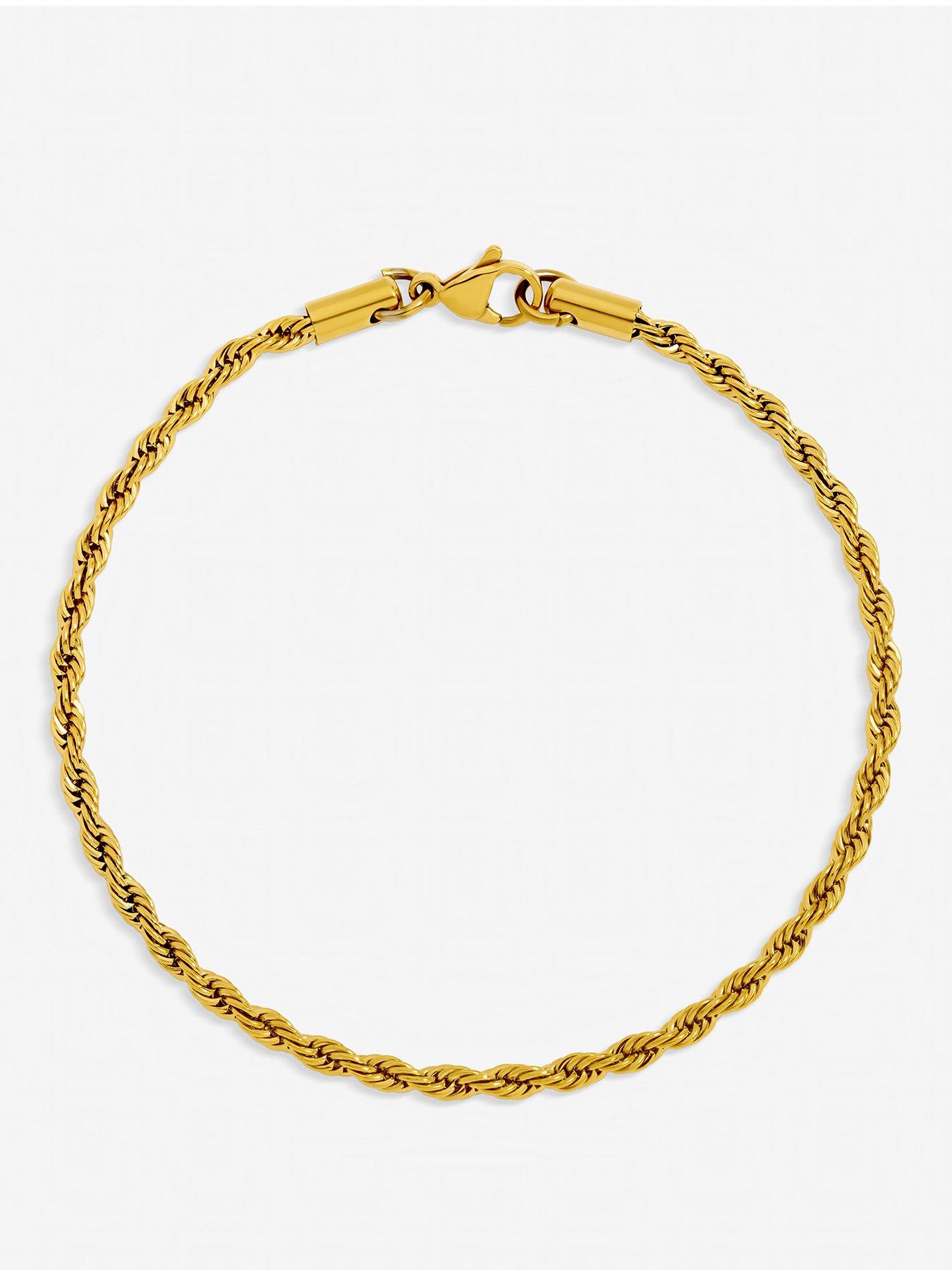 Inicio Men's Gold Plated Waterproof Twist Rope Bracelet - Gift Pouch