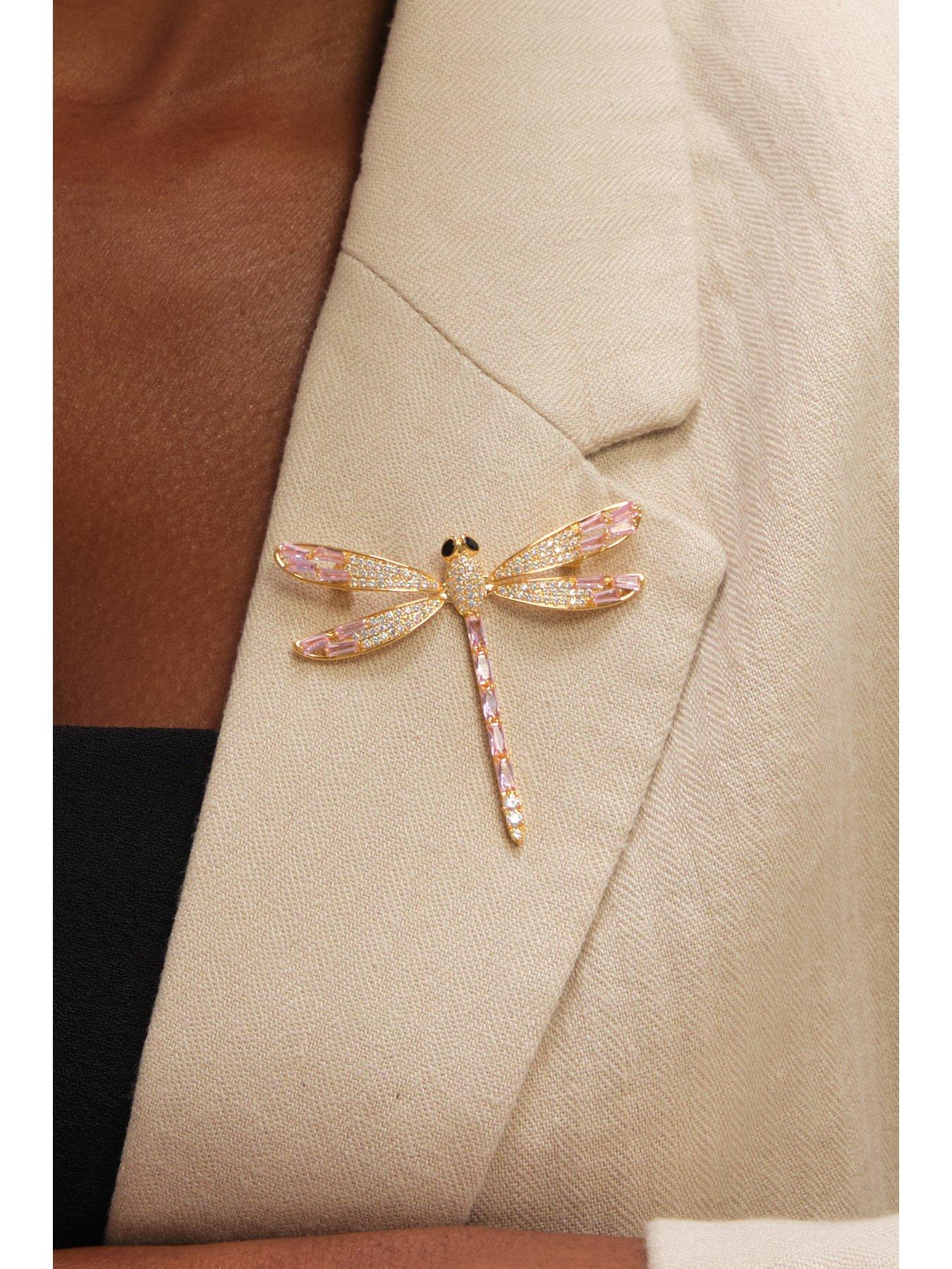 Image 4 of 4 of Jon Richard Gold Plated Pink Dragon Fly Brooch - Gift Box