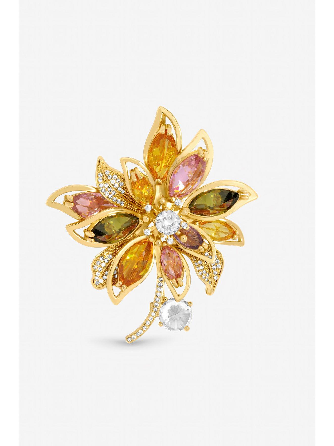 Image 2 of 4 of Jon Richard Gold Plated Multi Coloured Floral Brooch - Gift Box