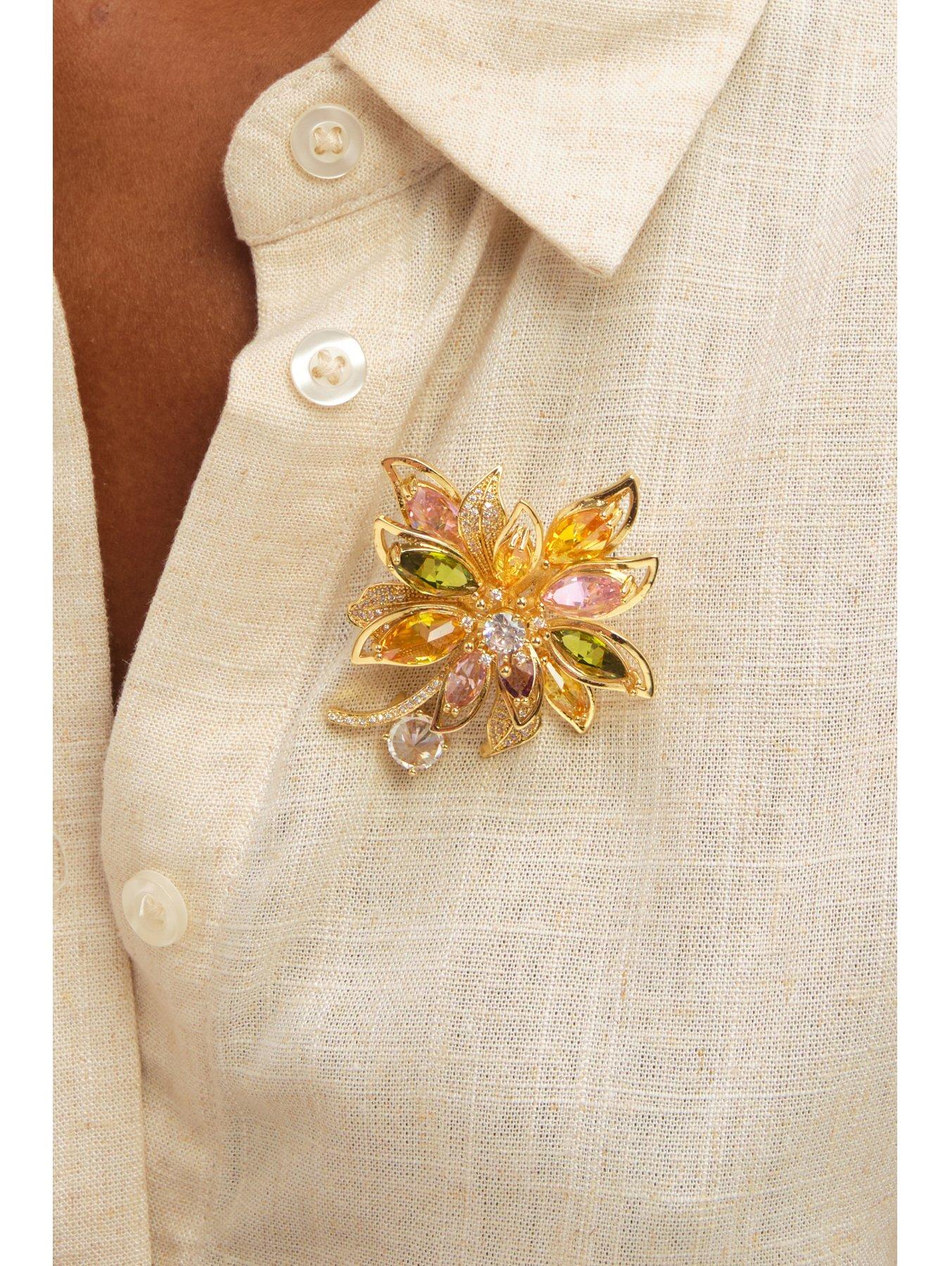 Image 3 of 4 of Jon Richard Gold Plated Multi Coloured Floral Brooch - Gift Box