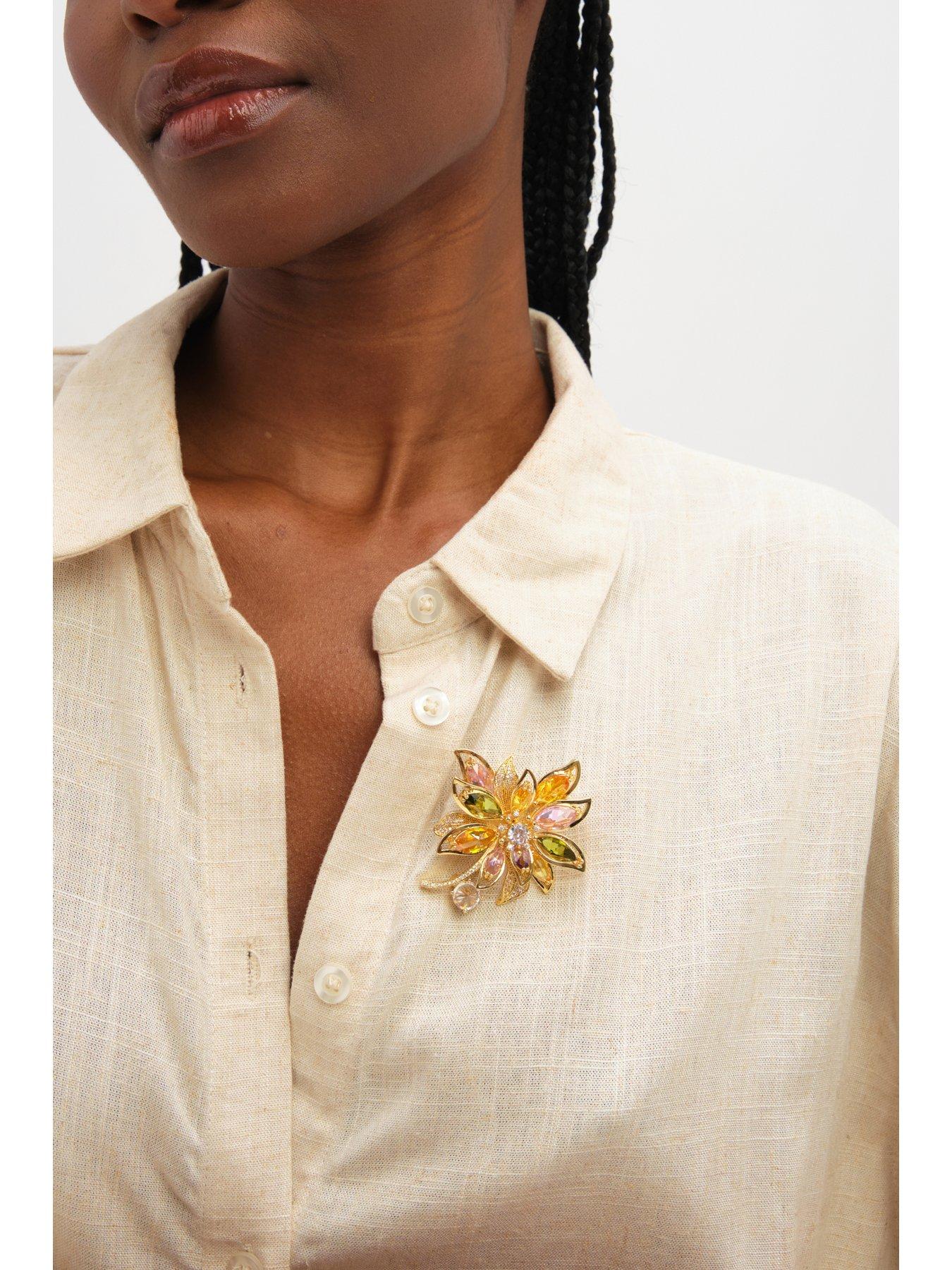 Image 4 of 4 of Jon Richard Gold Plated Multi Coloured Floral Brooch - Gift Box